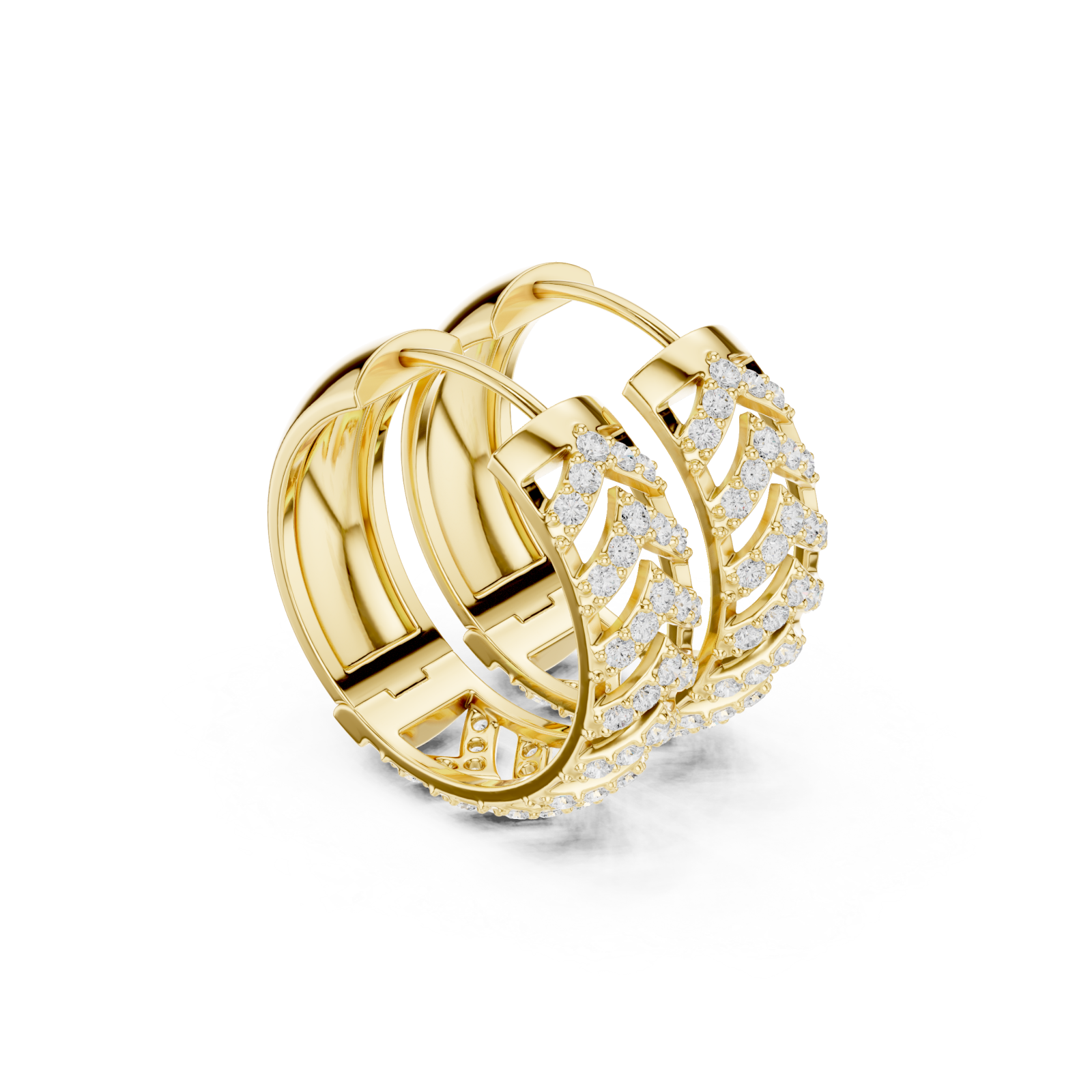  Gold Classic Refined Openwork Hoop Left View