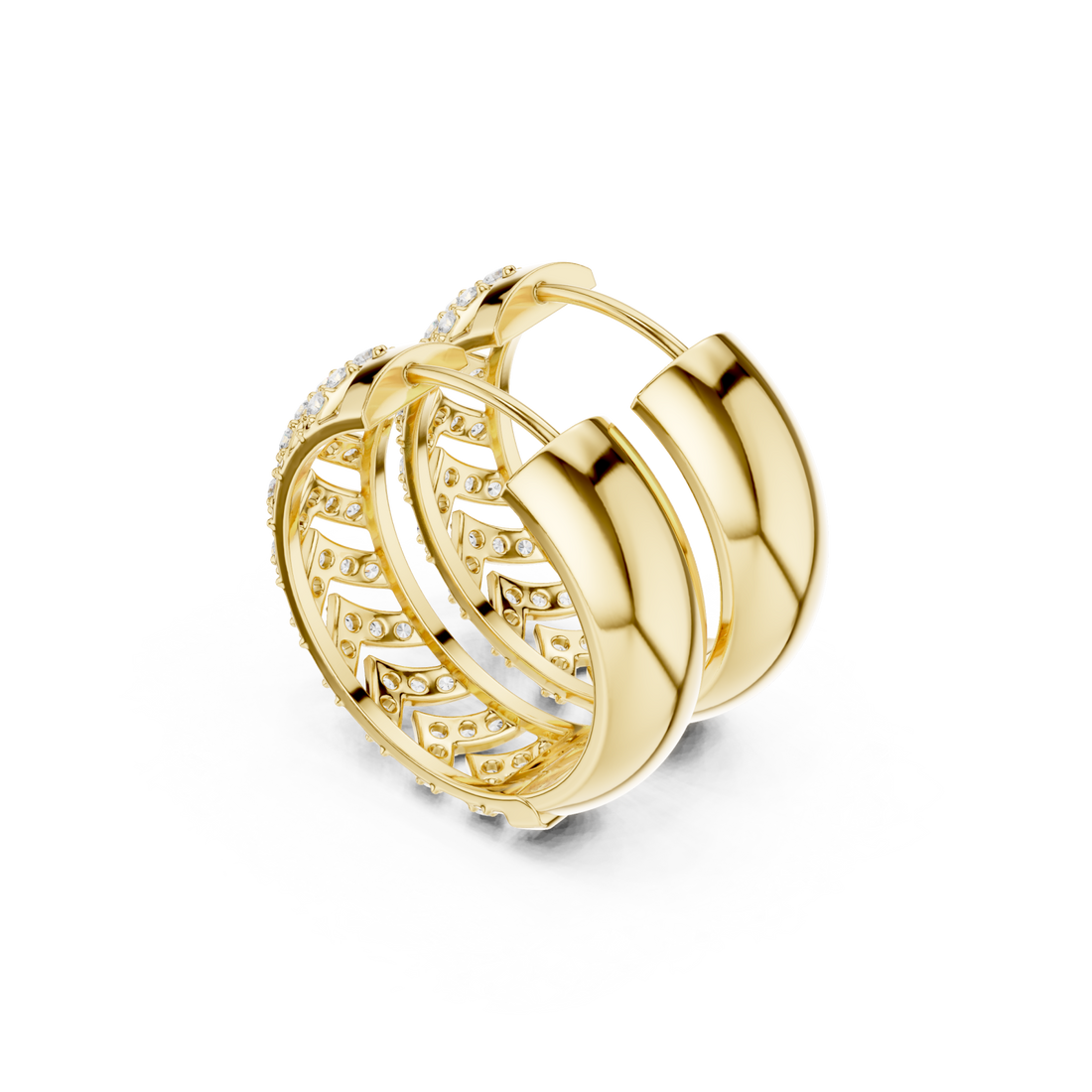 Gold Classic Refined Openwork Hoop Right View