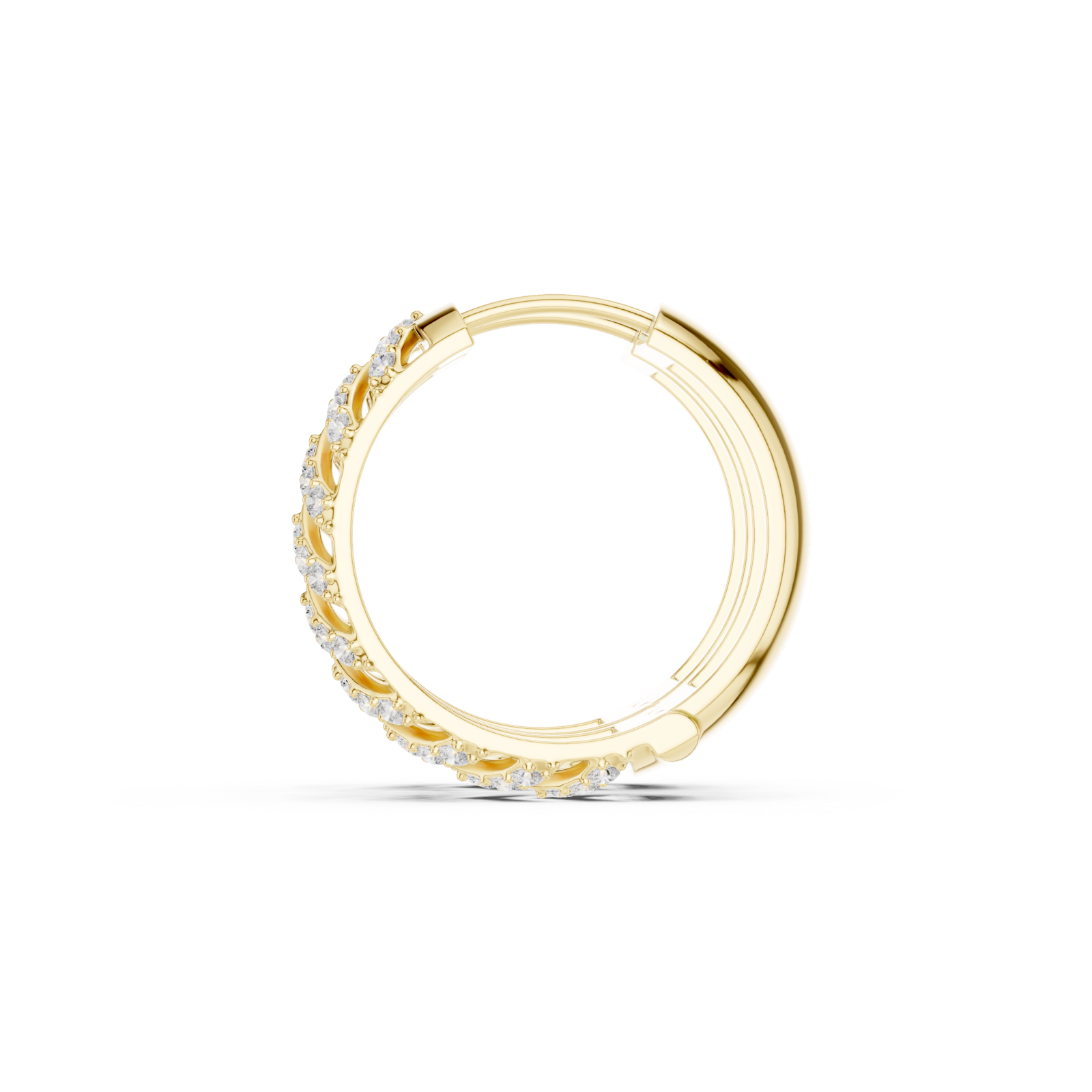 Gold Classic Refined Openwork Hoop Side View