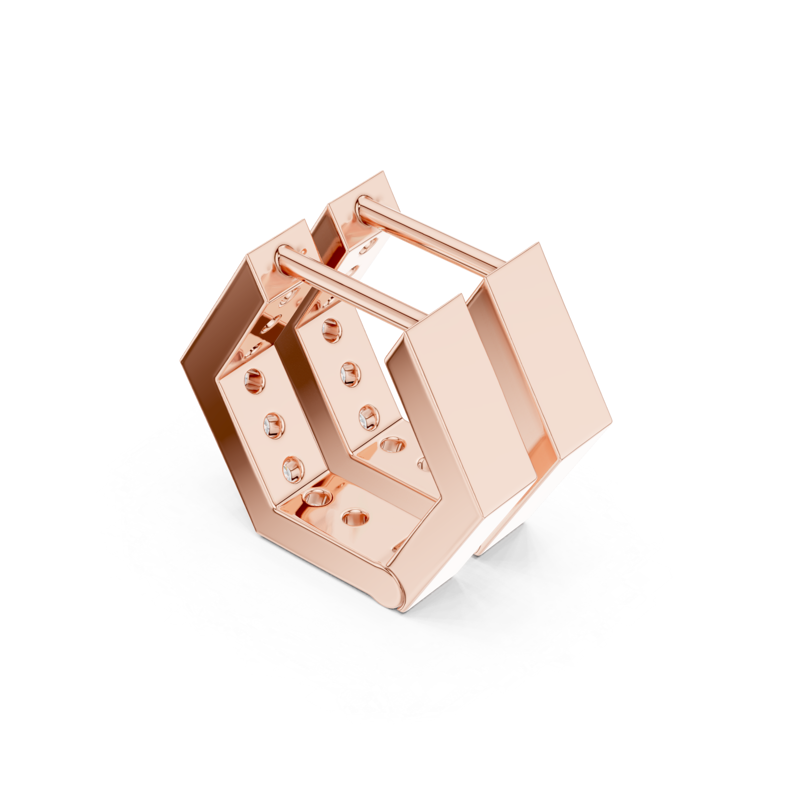  Rose Gold Geometric Inspiration Statement Hoops Right View