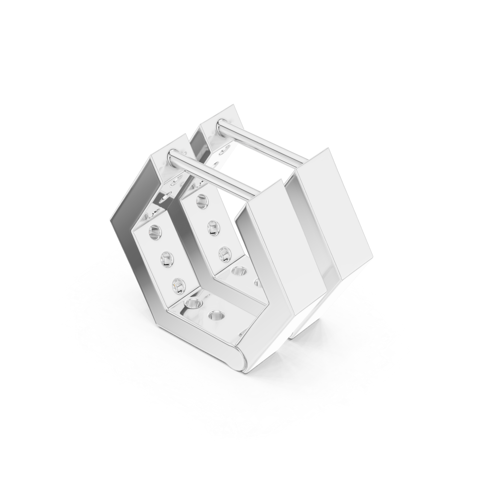  White Gold Geometric Inspiration Statement Hoops Right View