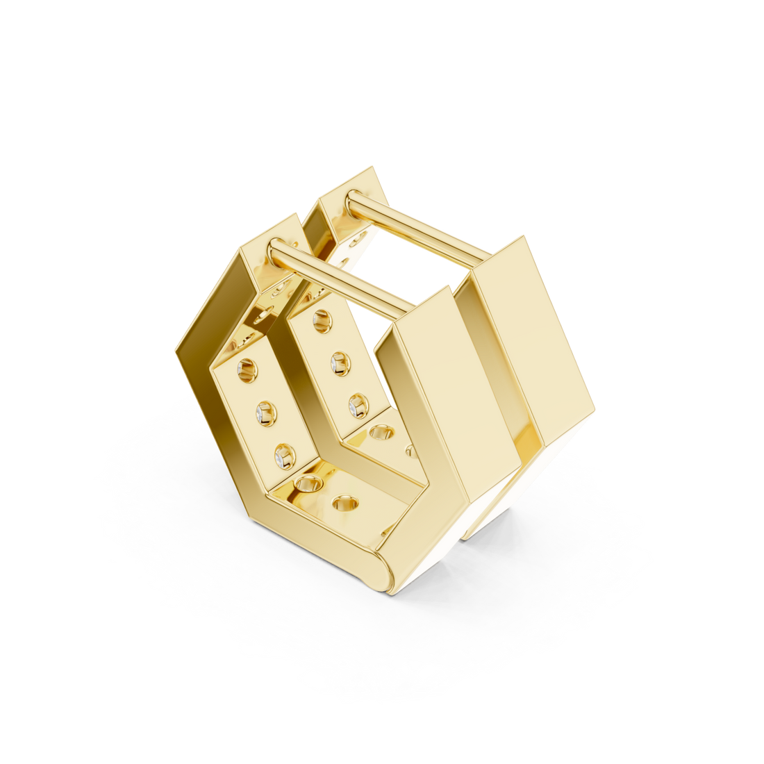 Gold Geometric Inspiration Statement Hoops Right View