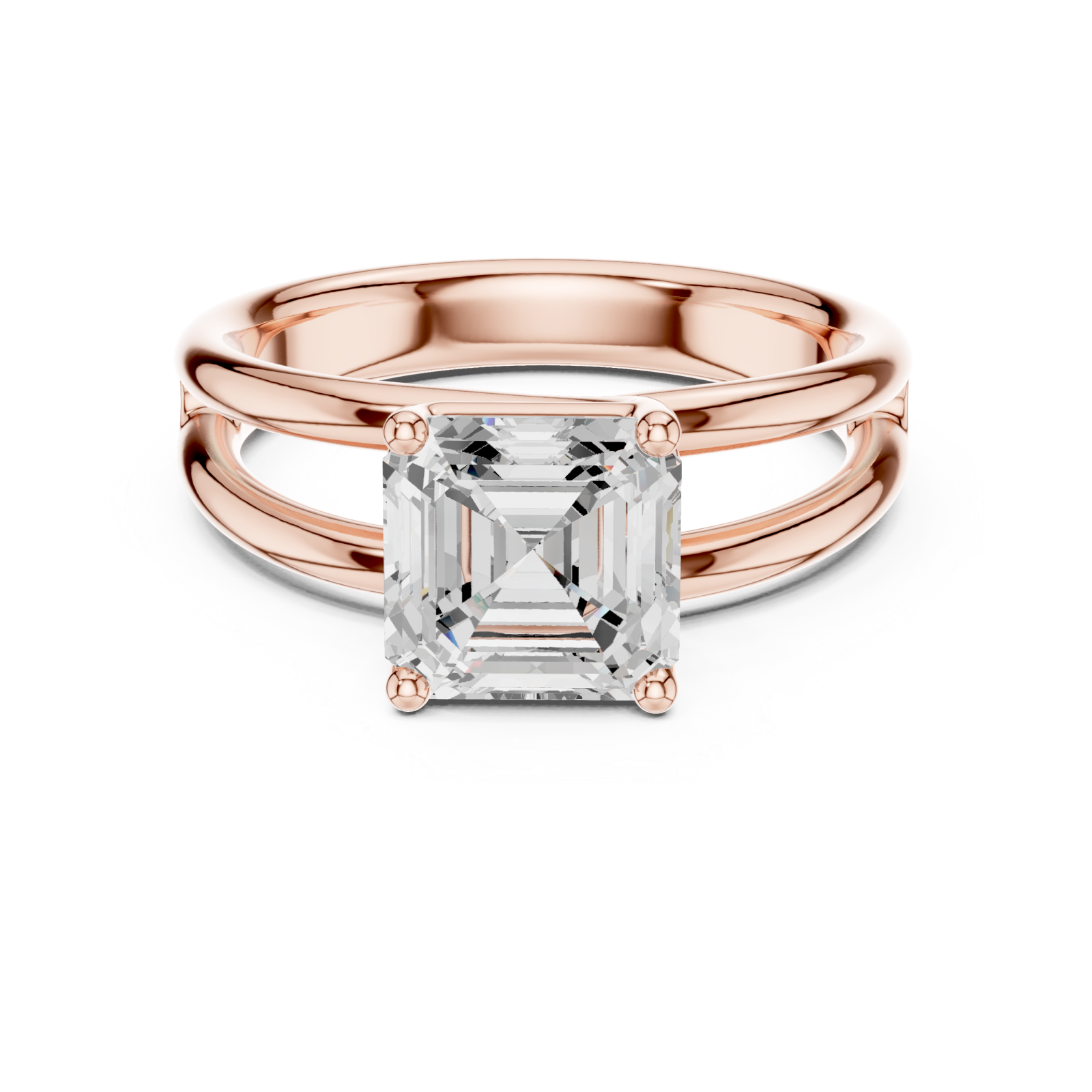 Rose Gold Radiant Square Grace Ring Front View