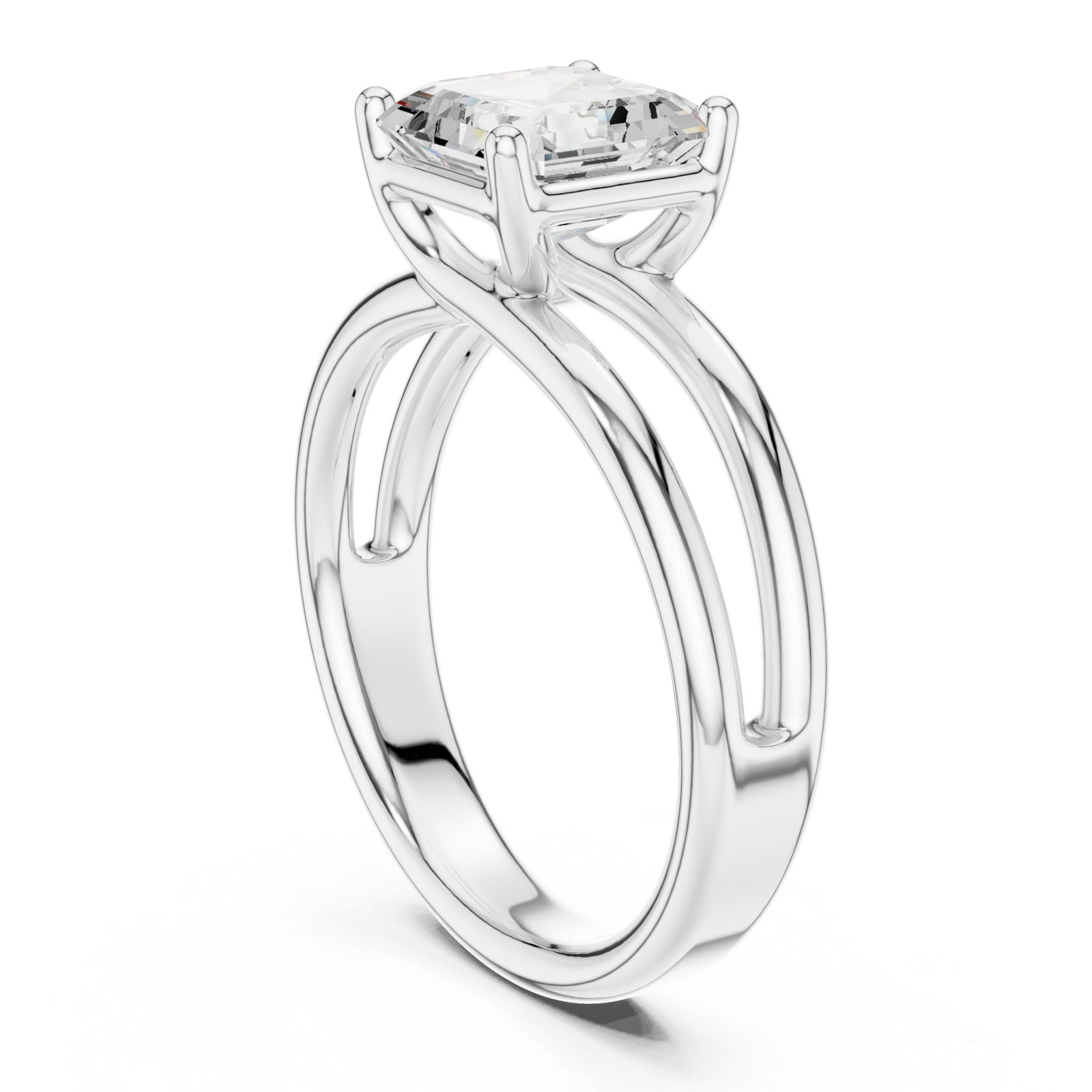  White Gold Radiant Square Grace Ring Left View