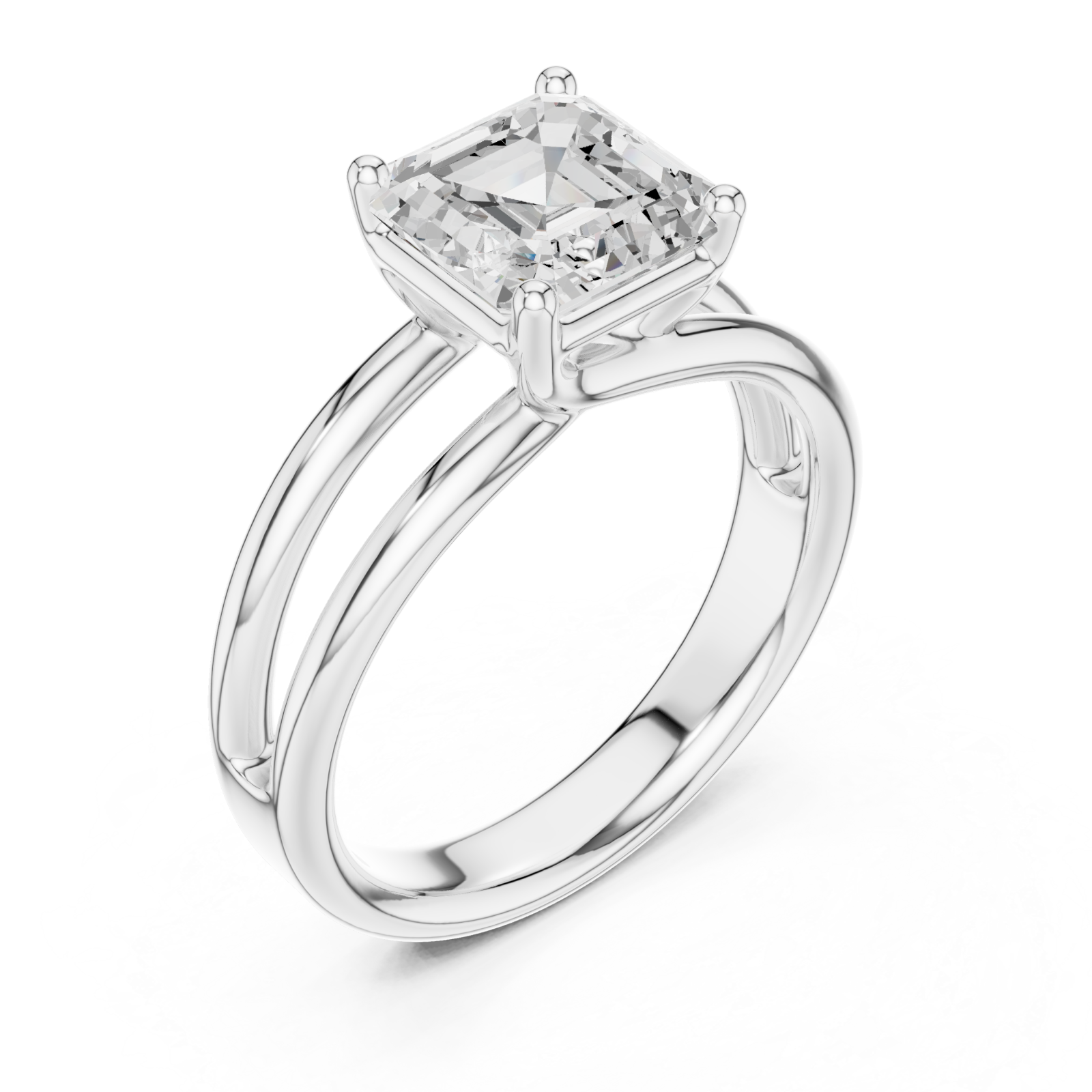  White Gold Radiant Square Grace Ring Right View