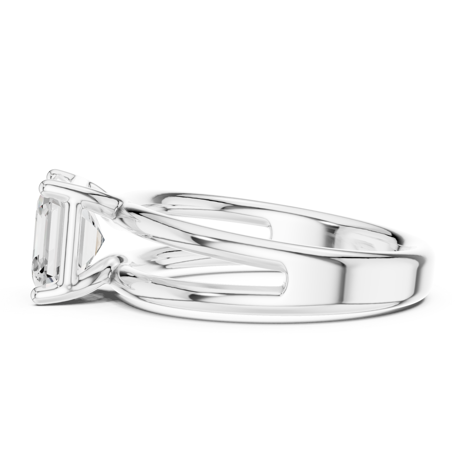  White Gold Radiant Square Grace Ring Side View