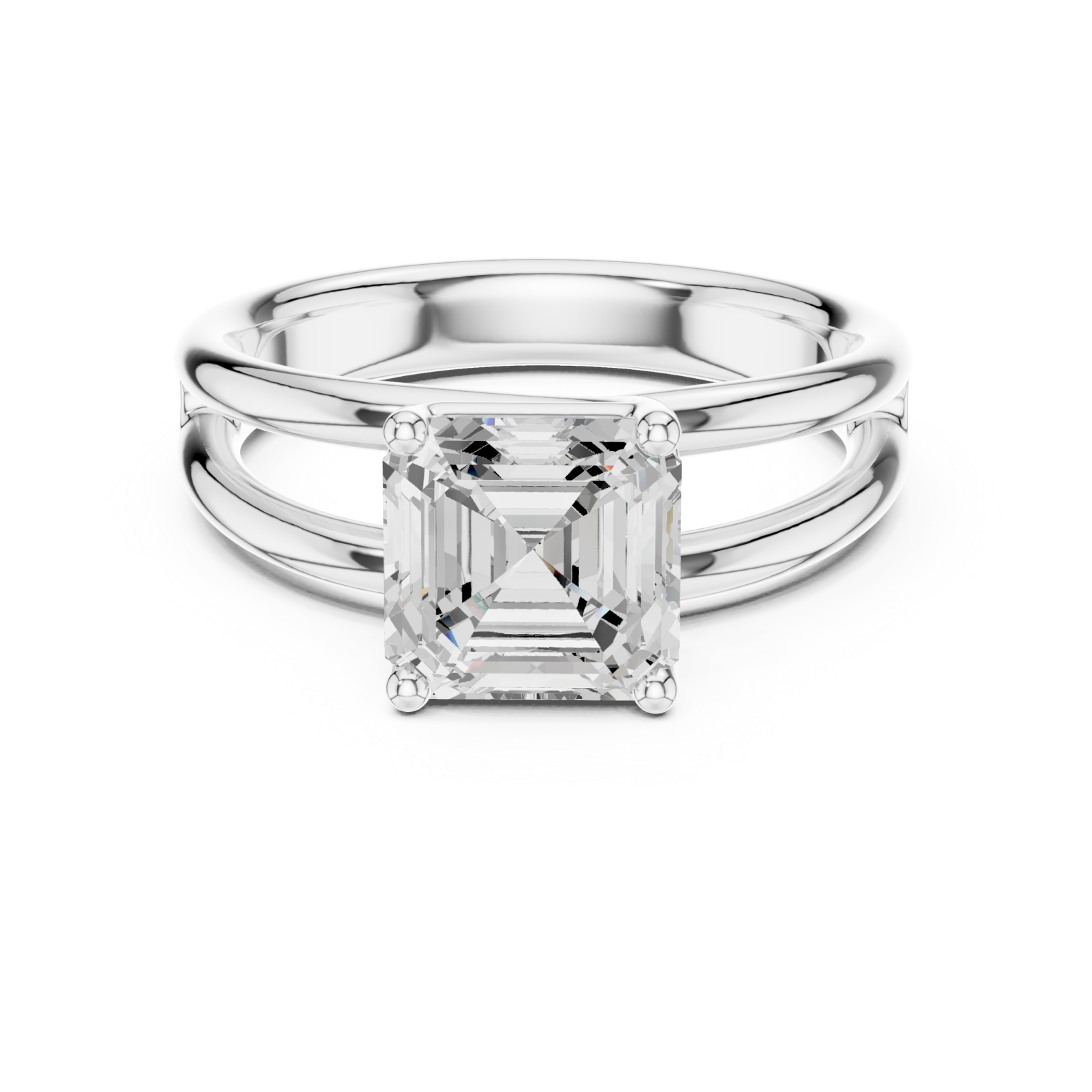  White Gold Radiant Square Grace Ring Front View