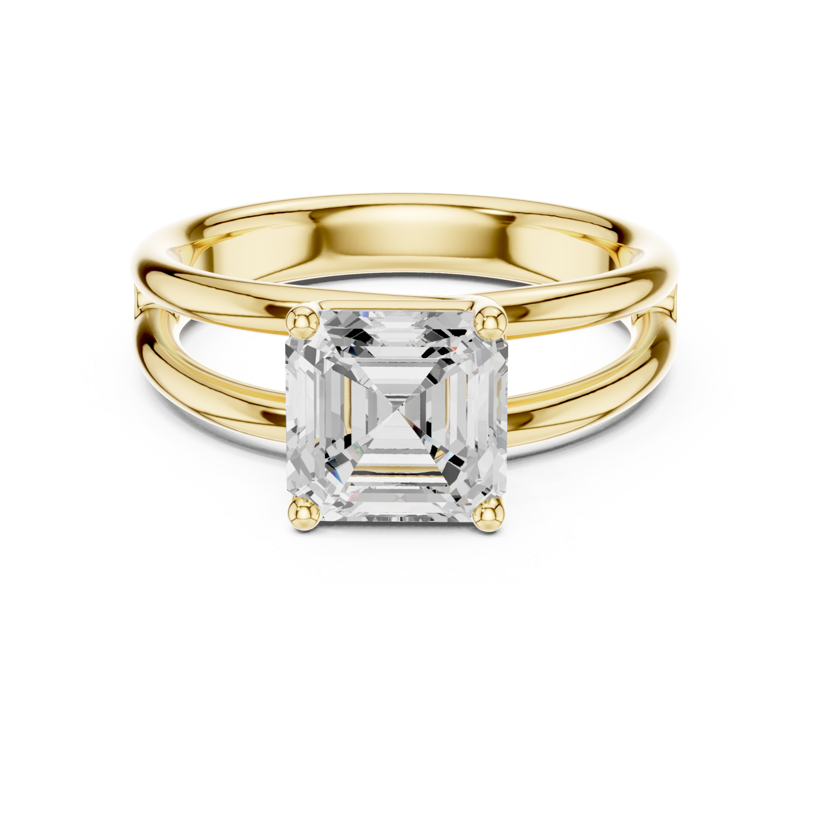  Gold Radiant Square Grace Ring Front View