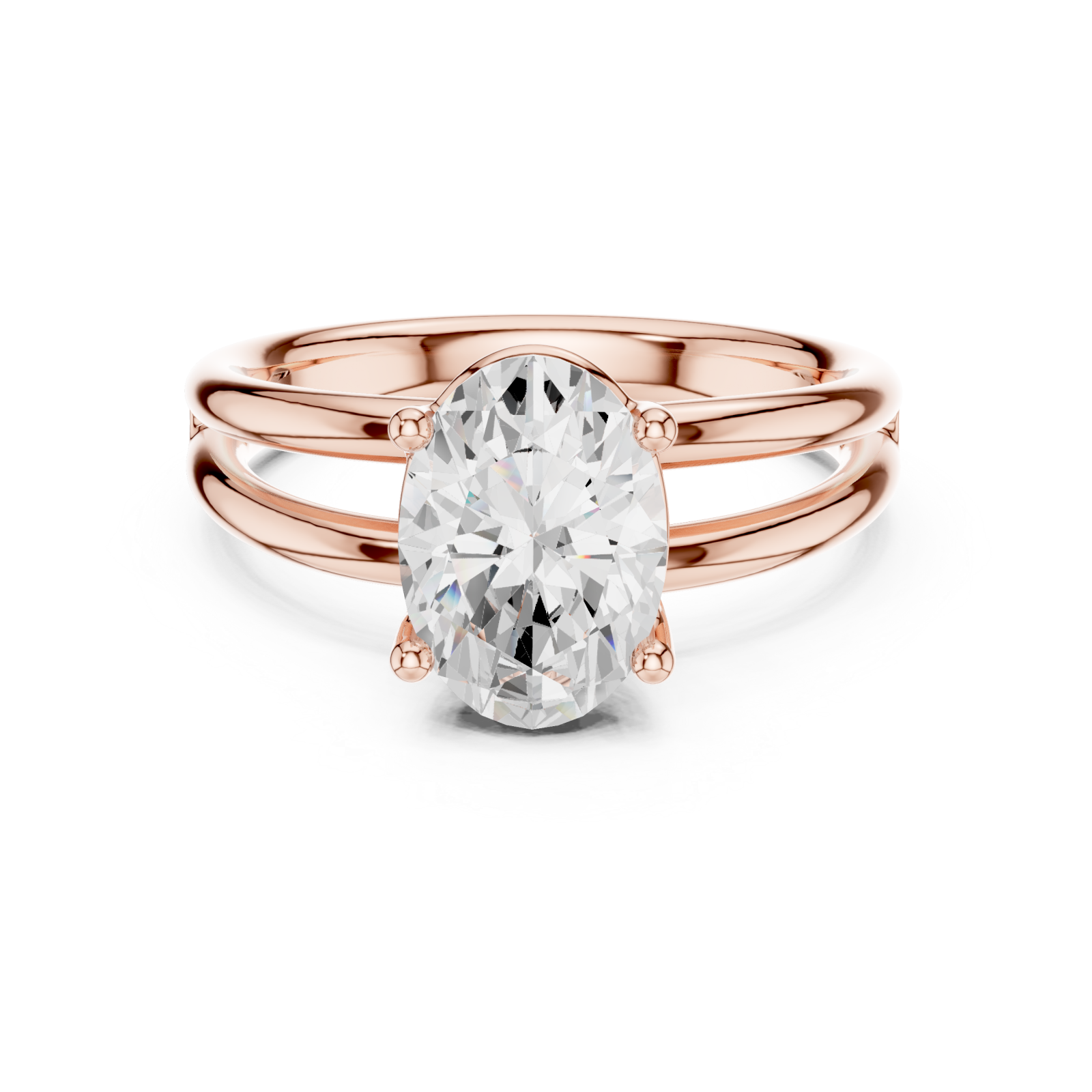  Rose Gold Luminous Oval Majesty Ring Front View