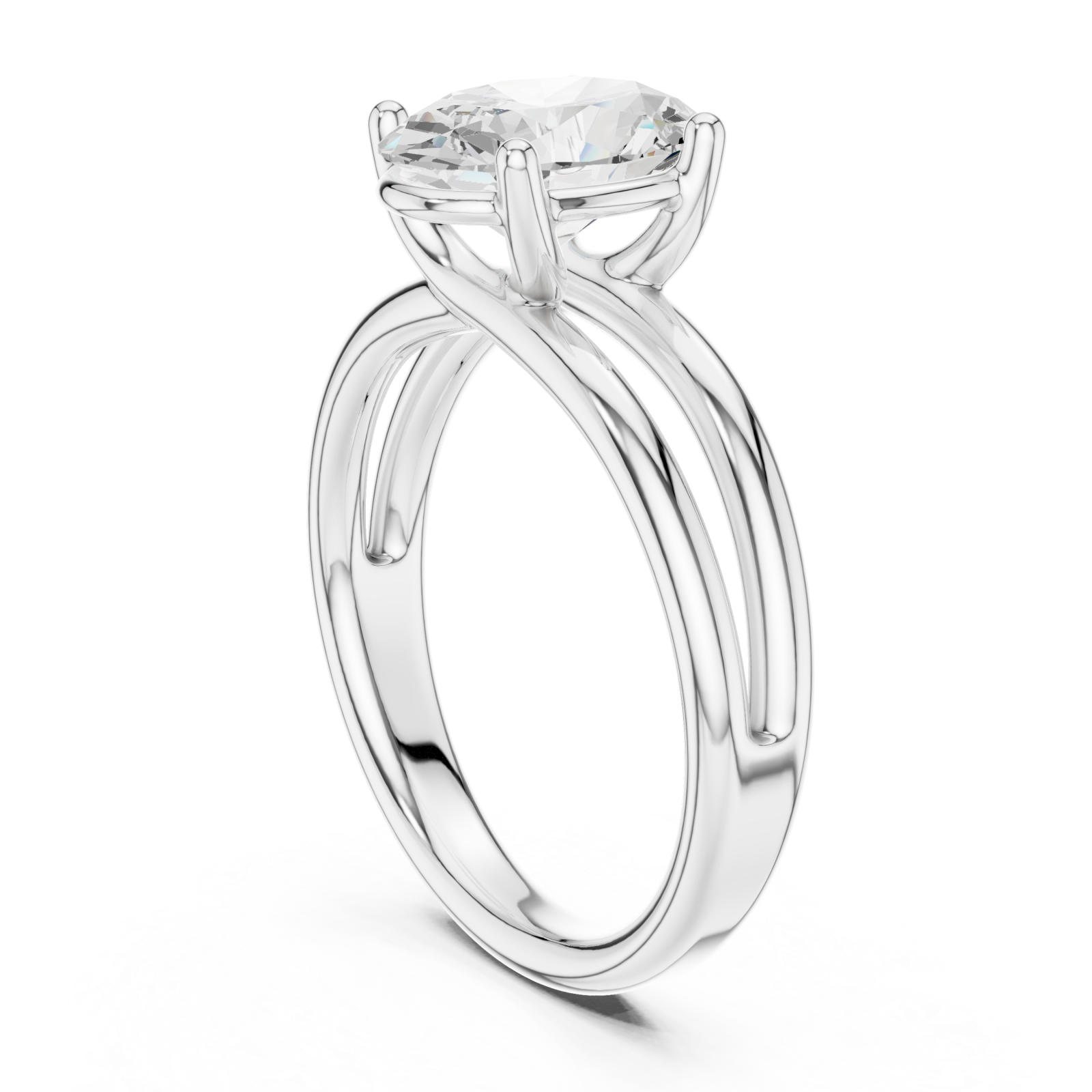  White Gold Luminous Oval Majesty Ring Left View