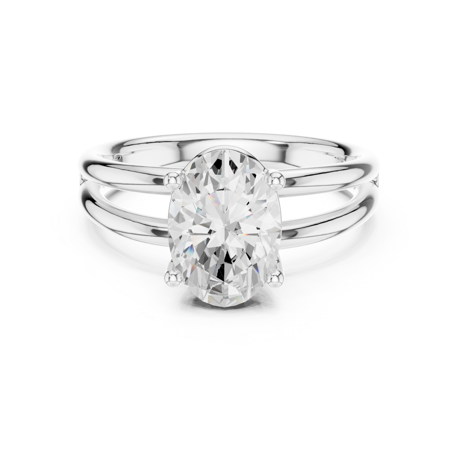 White Gold Luminous Oval Majesty Ring Front View