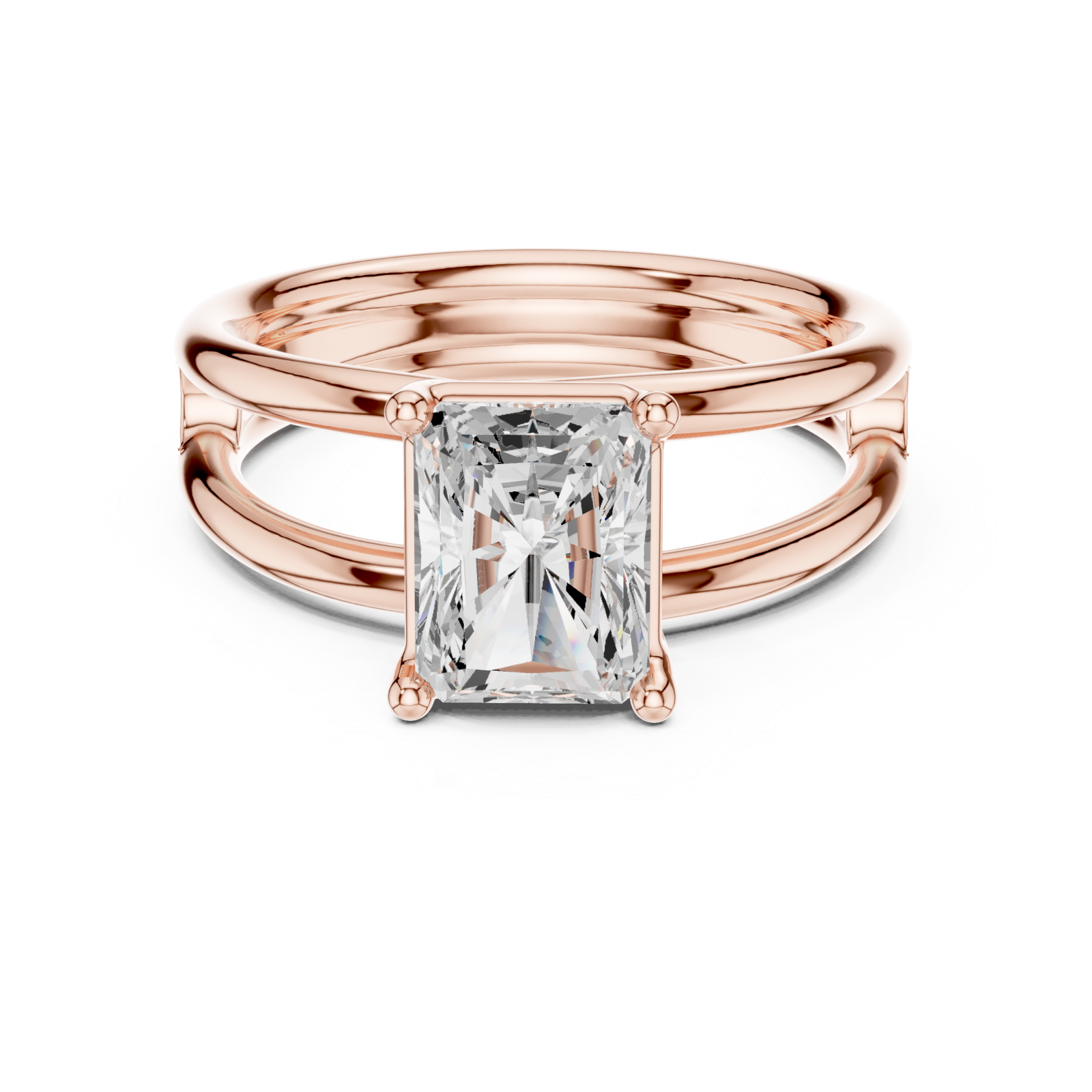  Rose Gold Radiant Horizon Ring Front View