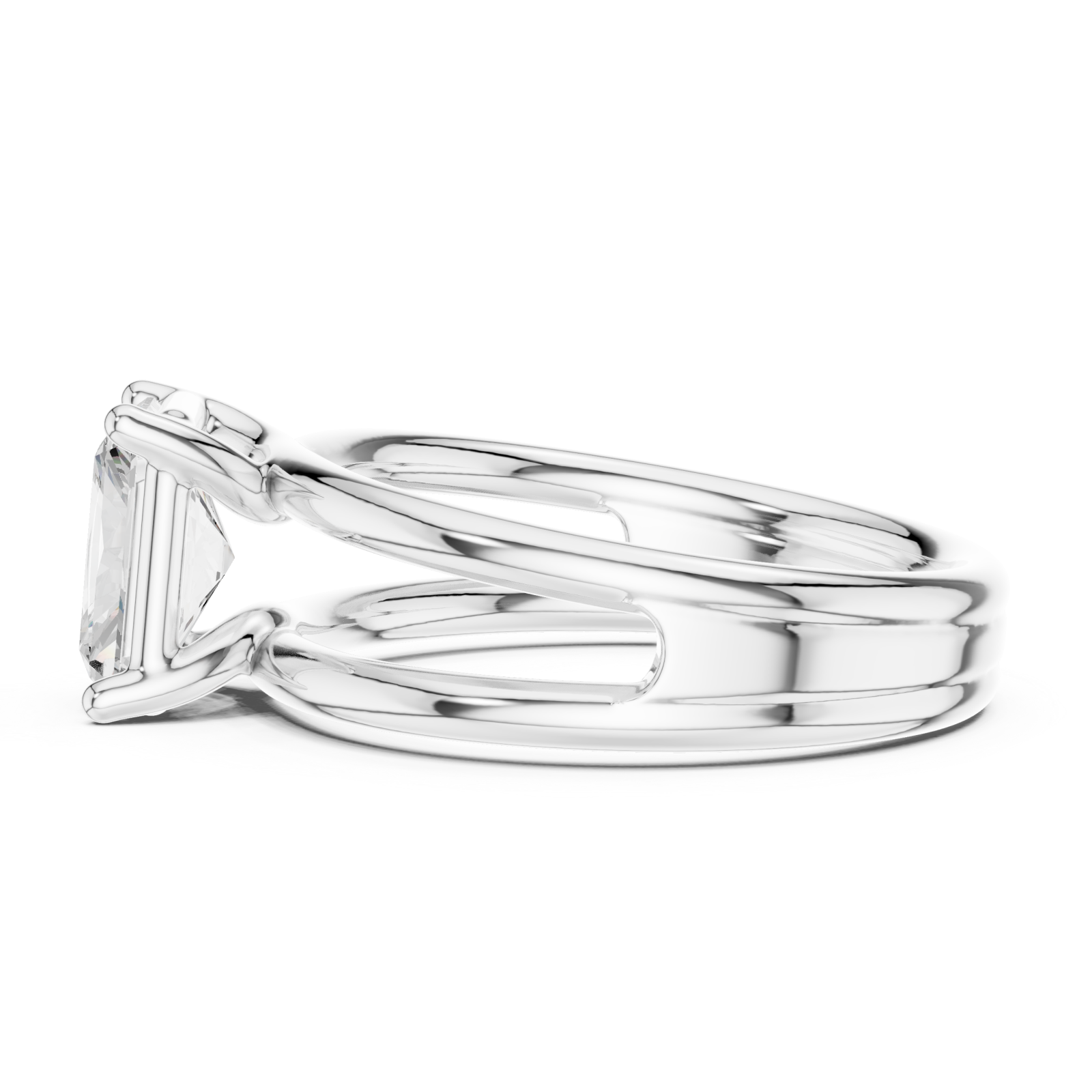  White Gold Radiant Horizon Ring Side View