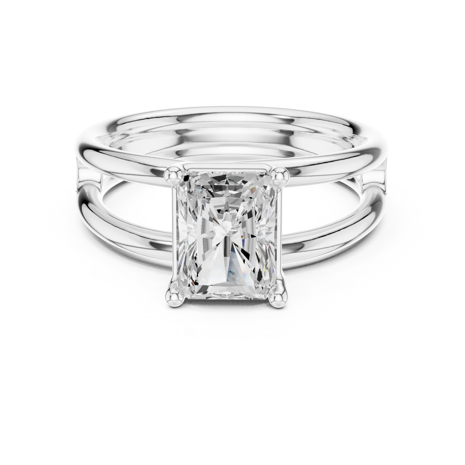  White Gold Radiant Horizon Ring Front View
