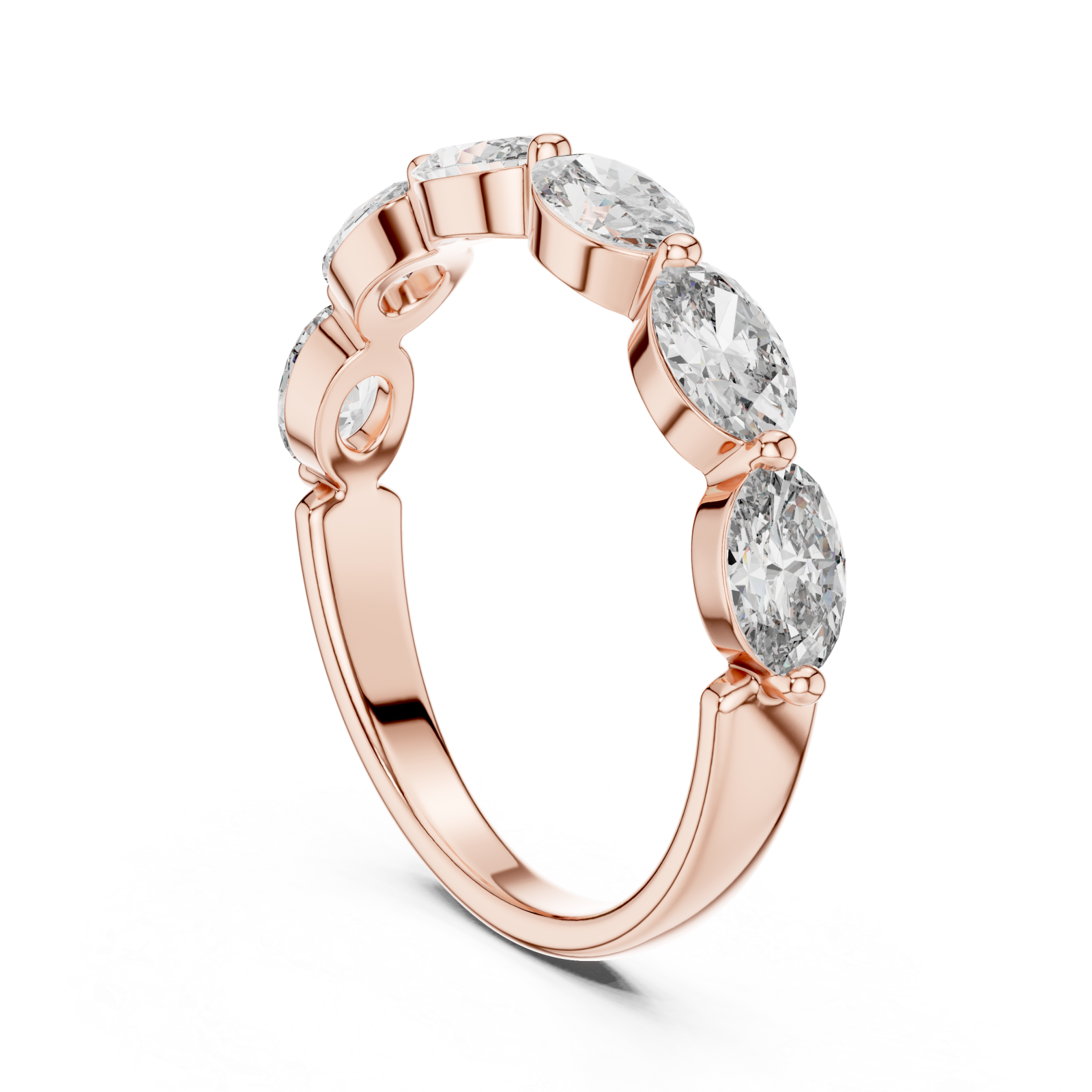  Rose Gold Eternal Crescent Row Band Left View