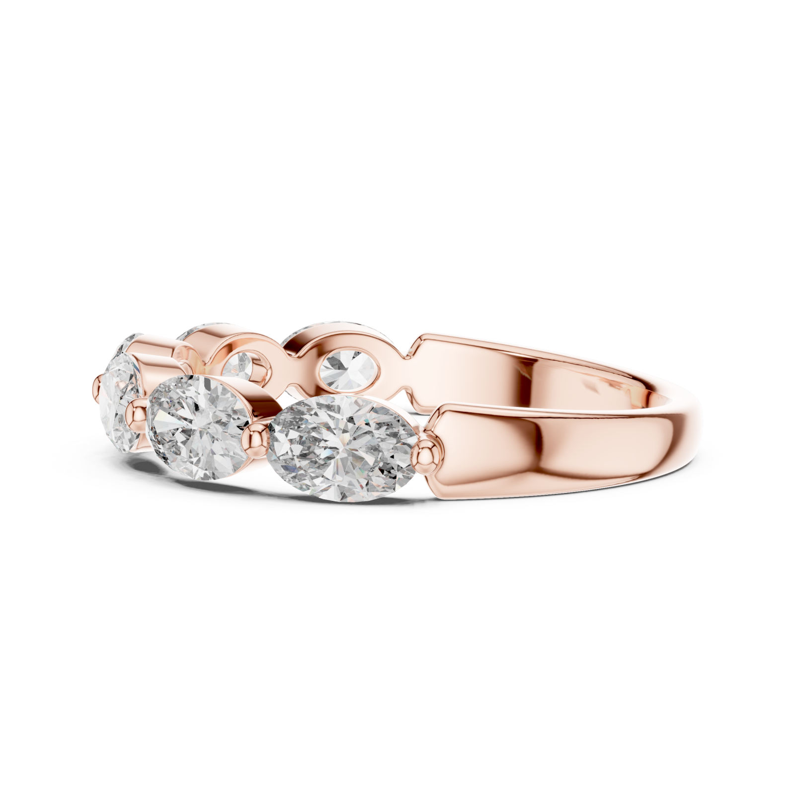  Rose Gold Eternal Crescent Row Band Side View