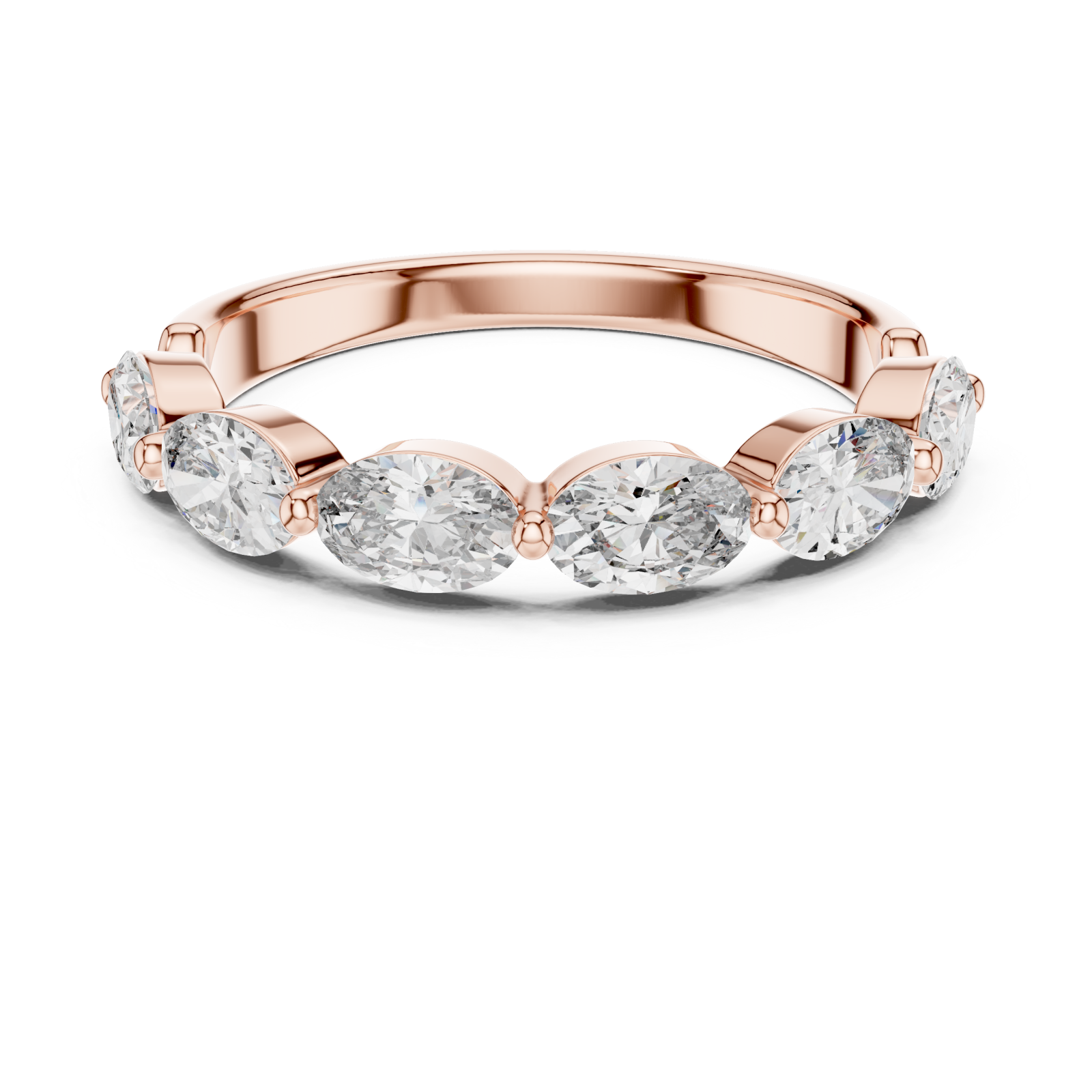  Rose Gold Eternal Crescent Row Band Front View