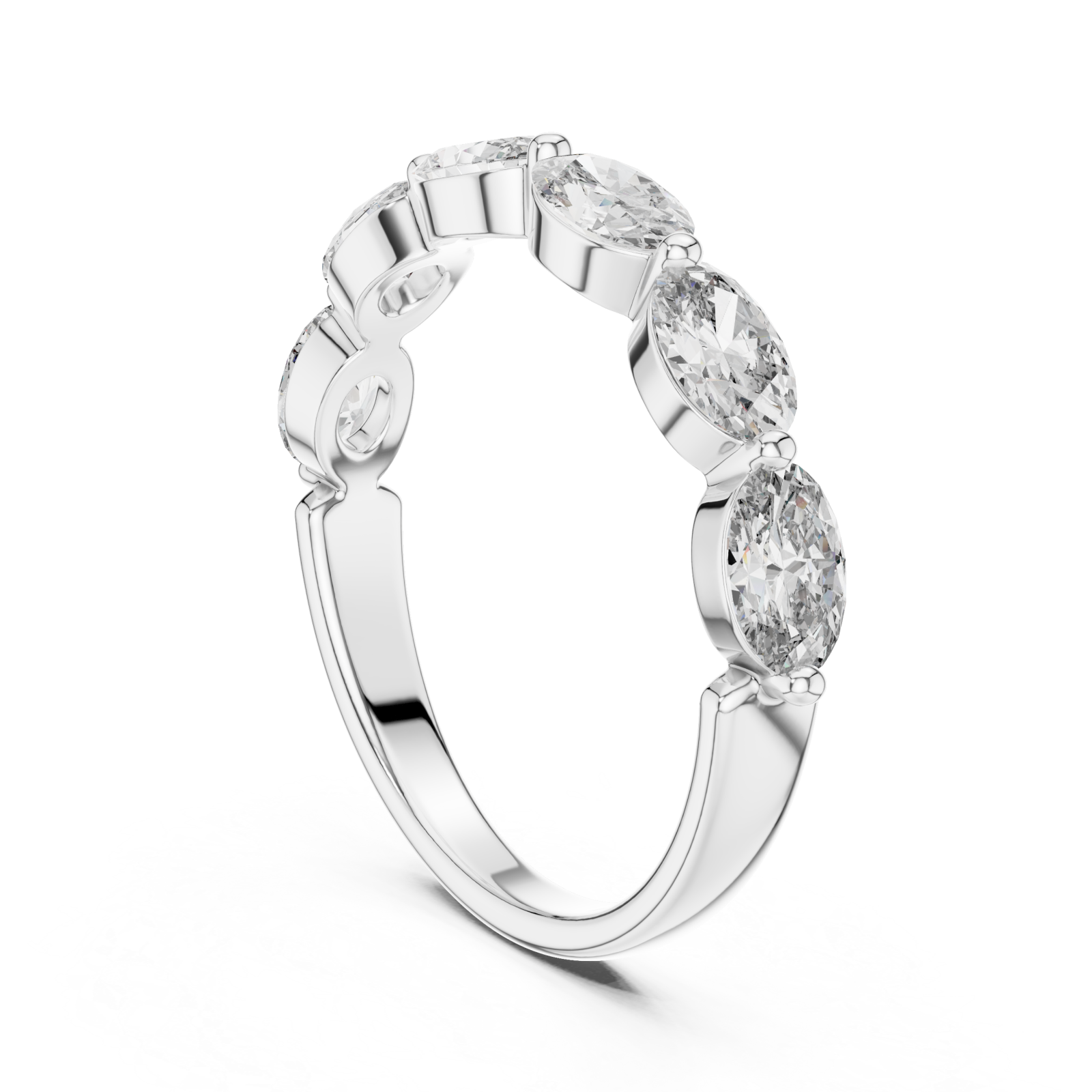  White Gold Eternal Crescent Row Band Left View