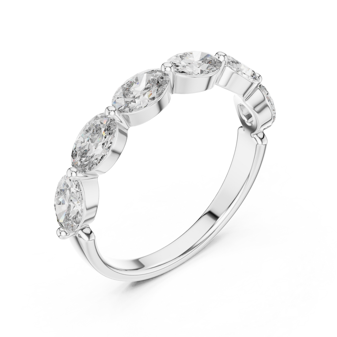  White Gold Eternal Crescent Row Band Right View