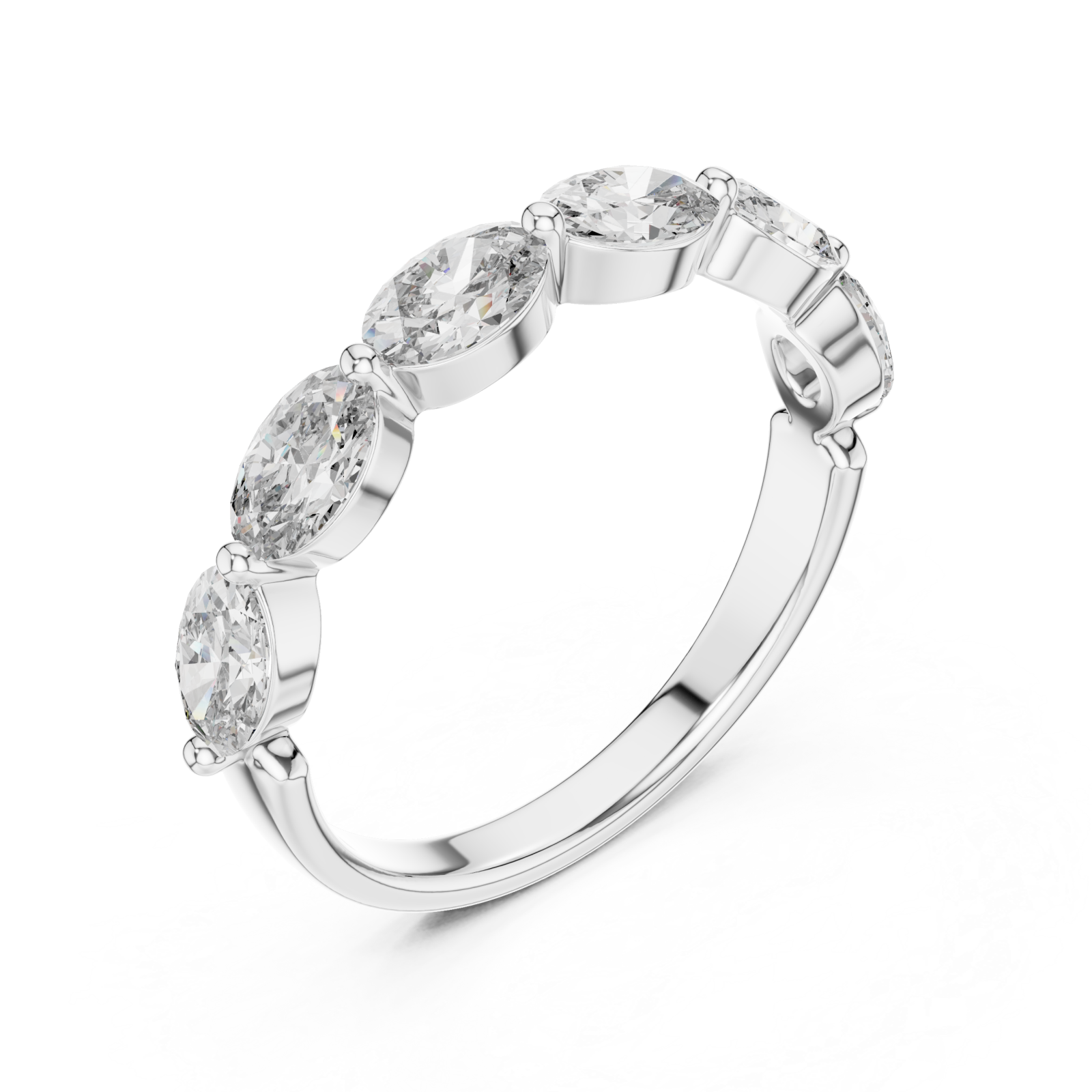  White Gold Eternal Crescent Row Band Right View