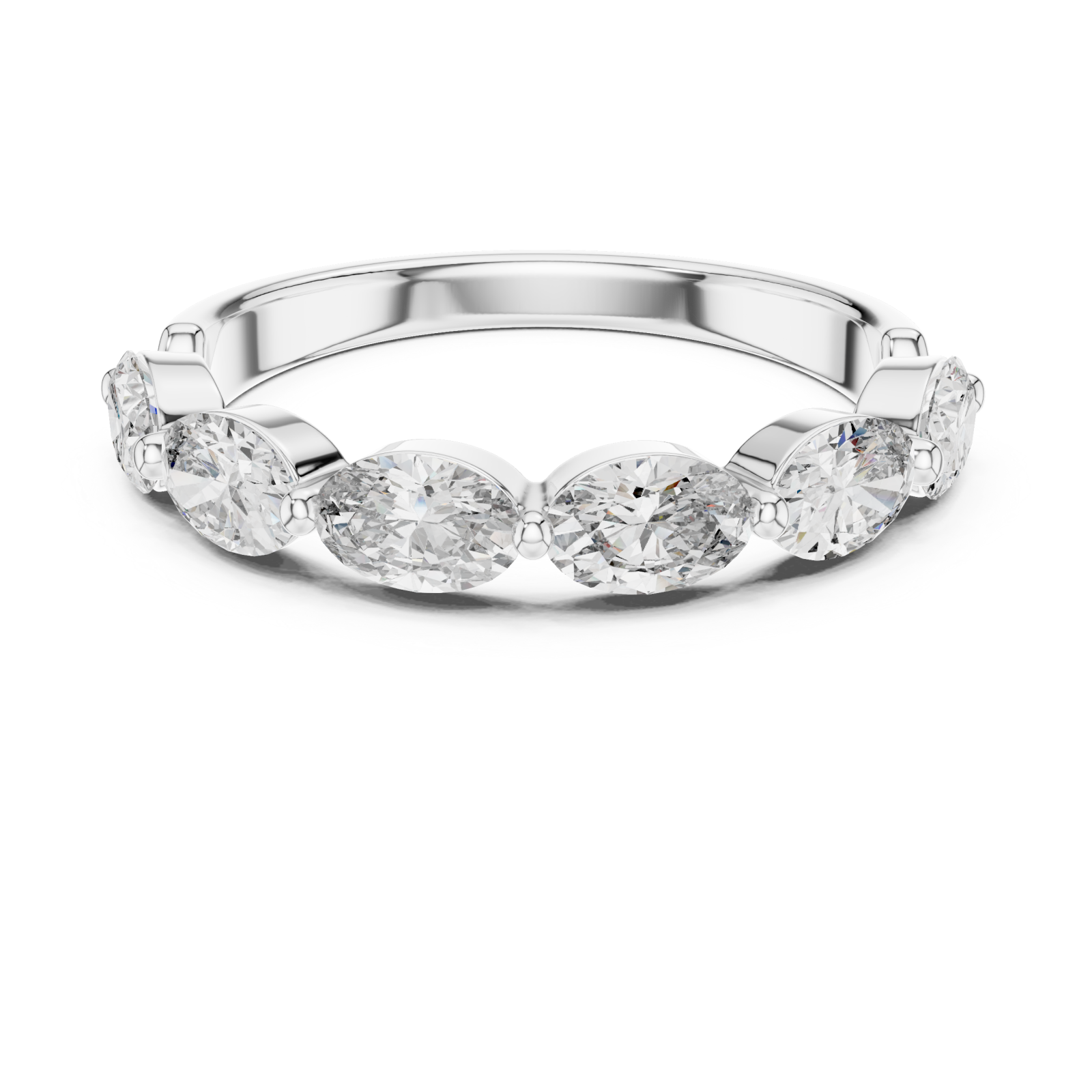  White Gold Eternal Crescent Row Band Front View