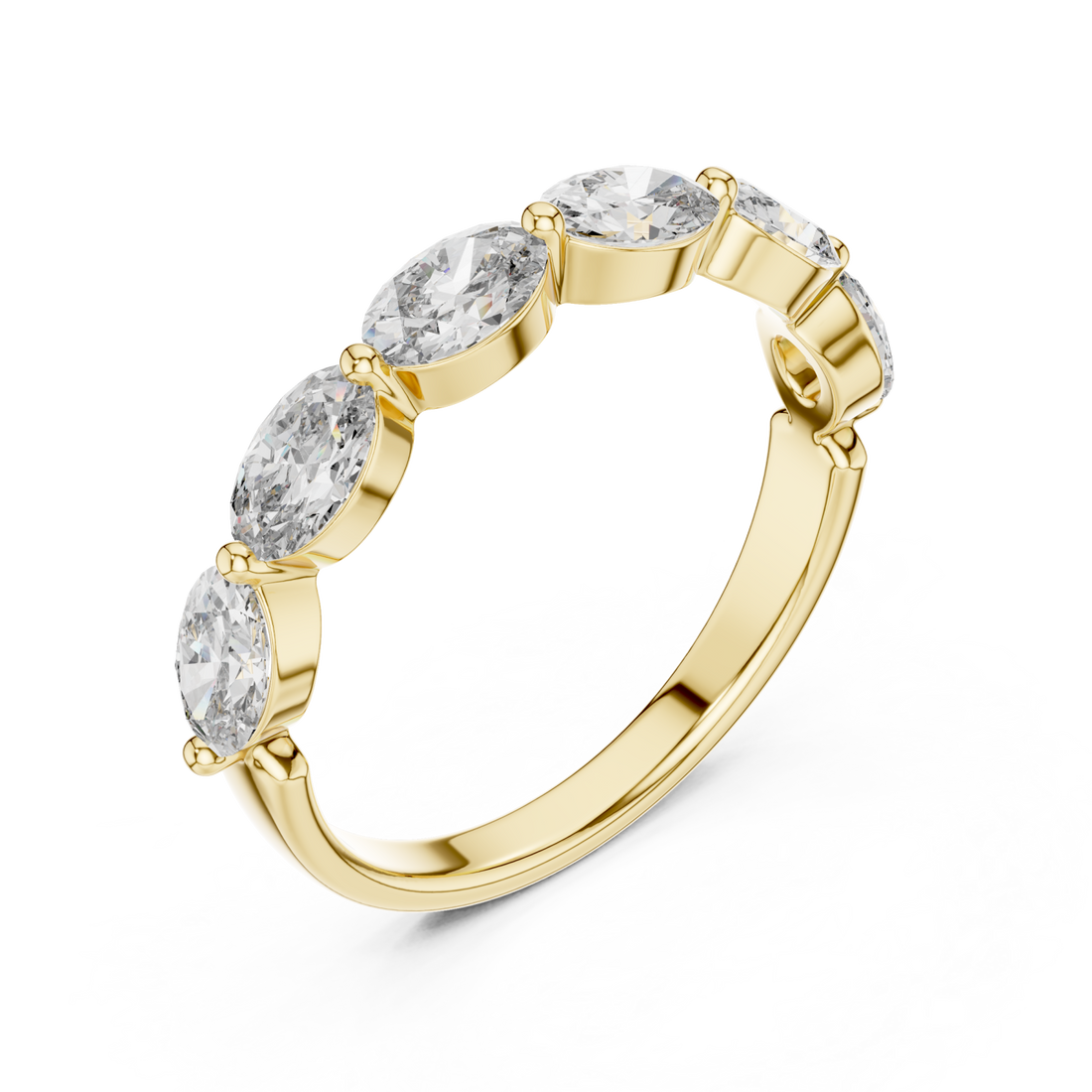 Gold Eternal Crescent Row Band Right View