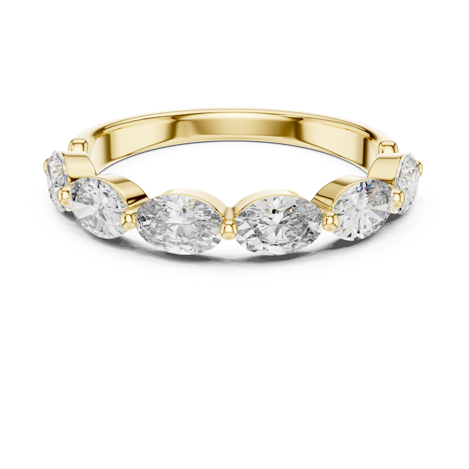  Gold Eternal Crescent Row Band Front View