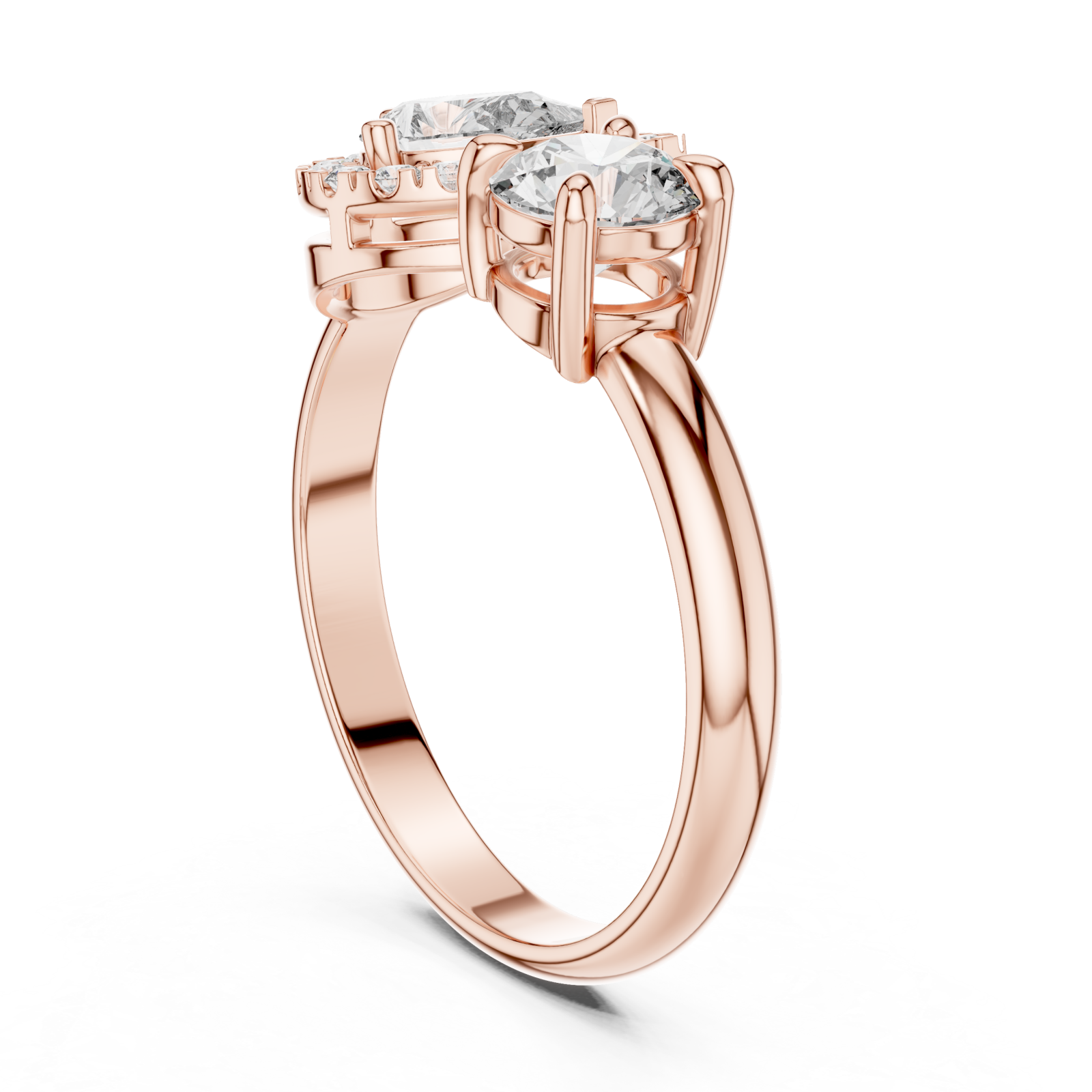  Rose Gold Radiant Flow Twin Setting Statement Ring Left View