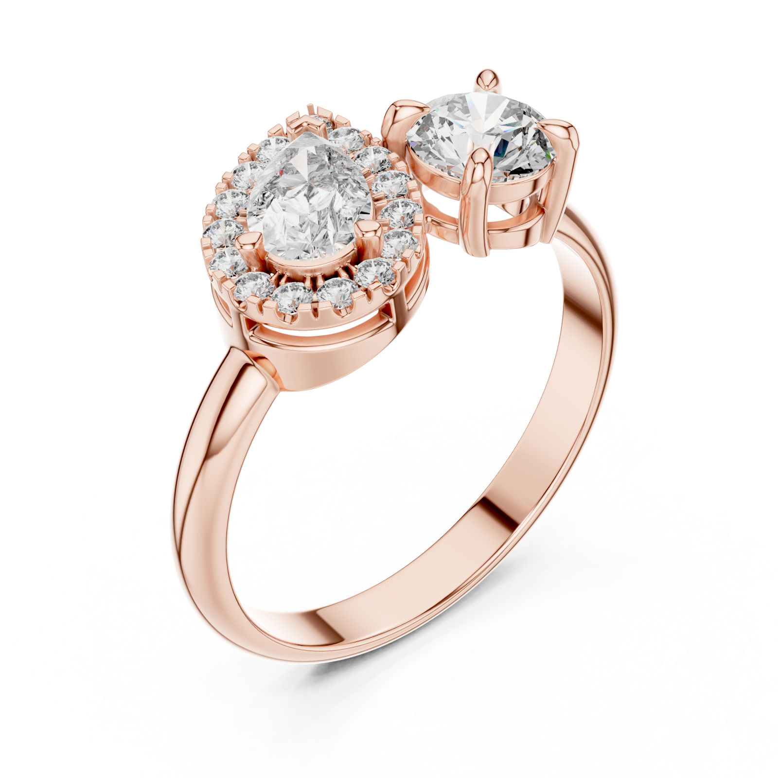  Rose Gold Radiant Flow Twin Setting Statement Ring Right View