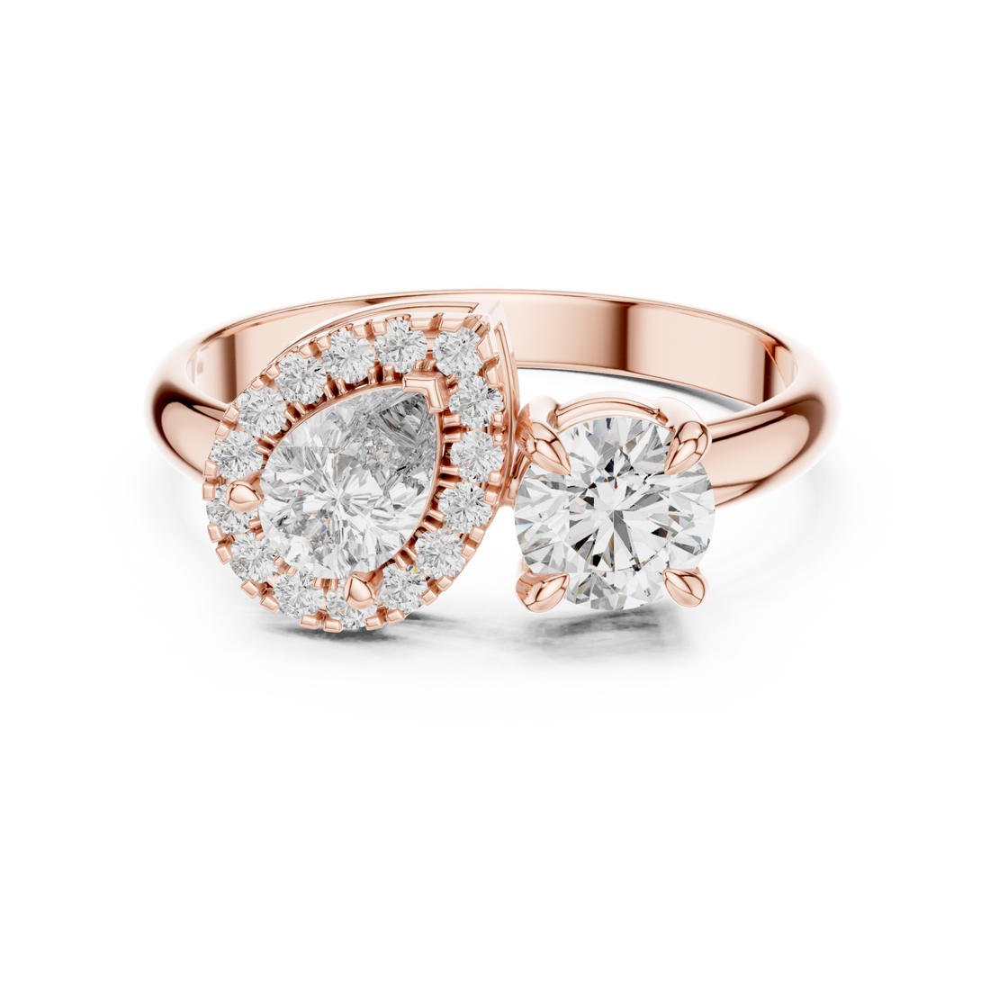  Rose Gold Radiant Flow Twin Setting Statement Ring Right View