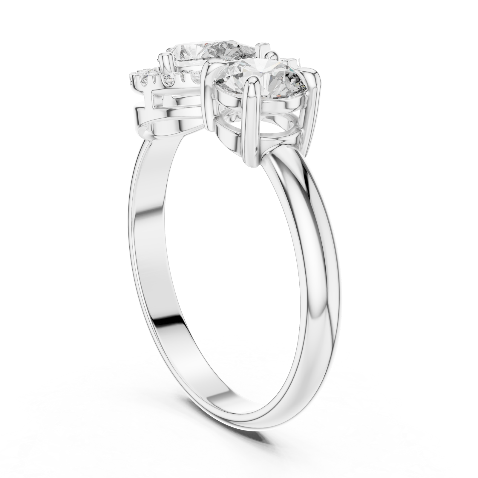  White Gold Radiant Flow Twin Setting Statement Ring Left View