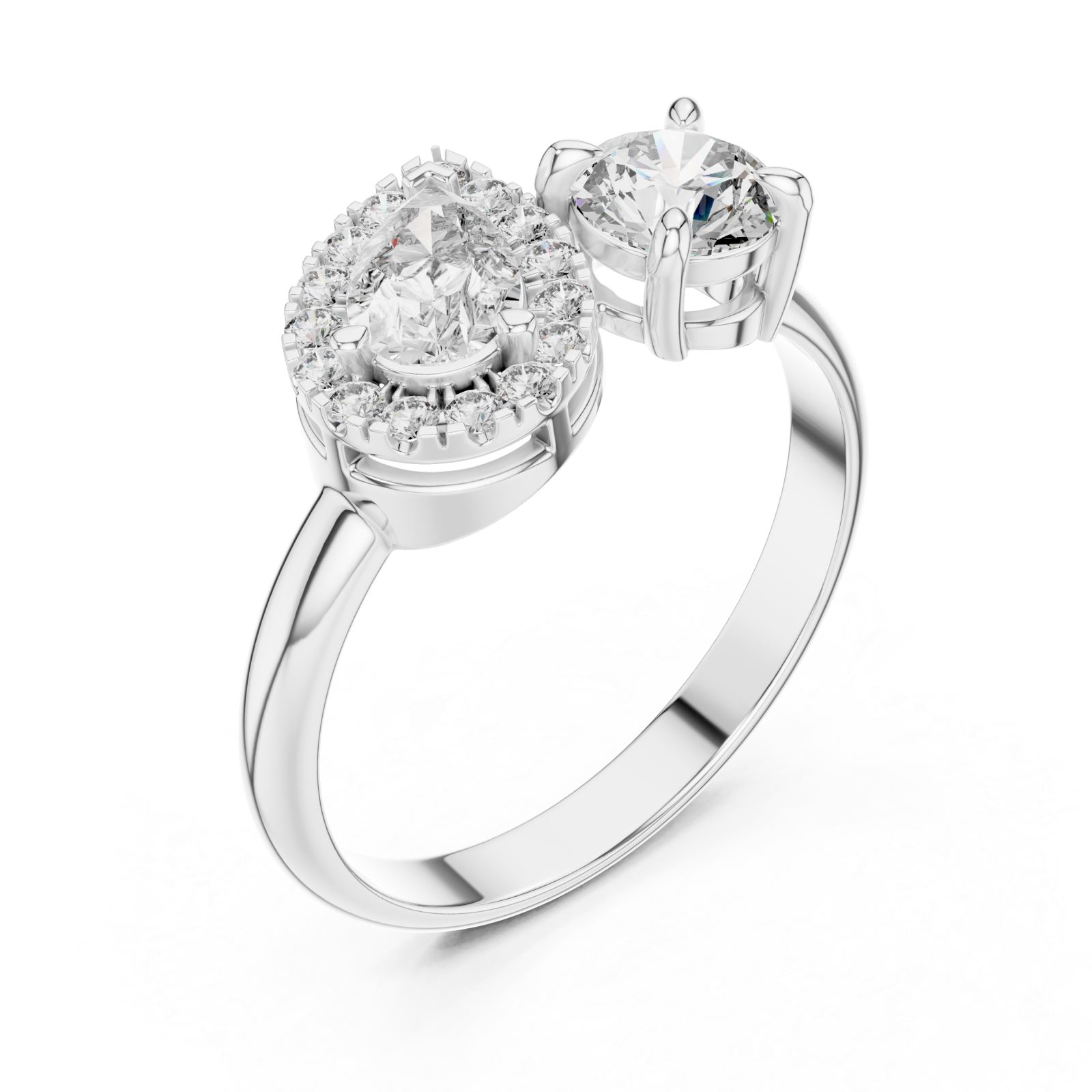  White Gold Radiant Flow Twin Setting Statement Ring Right View