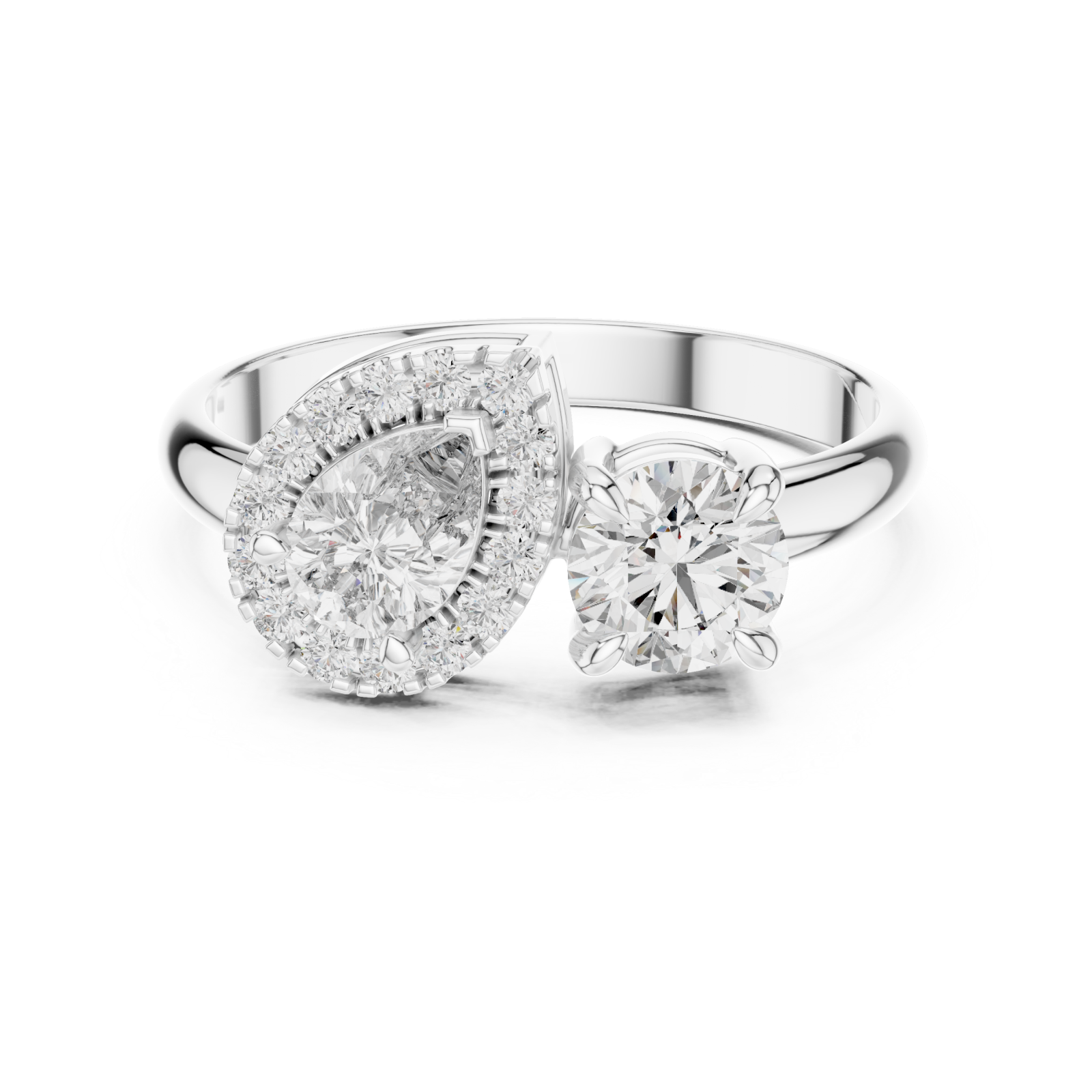  White Gold Radiant Flow Twin Setting Statement Ring Front View