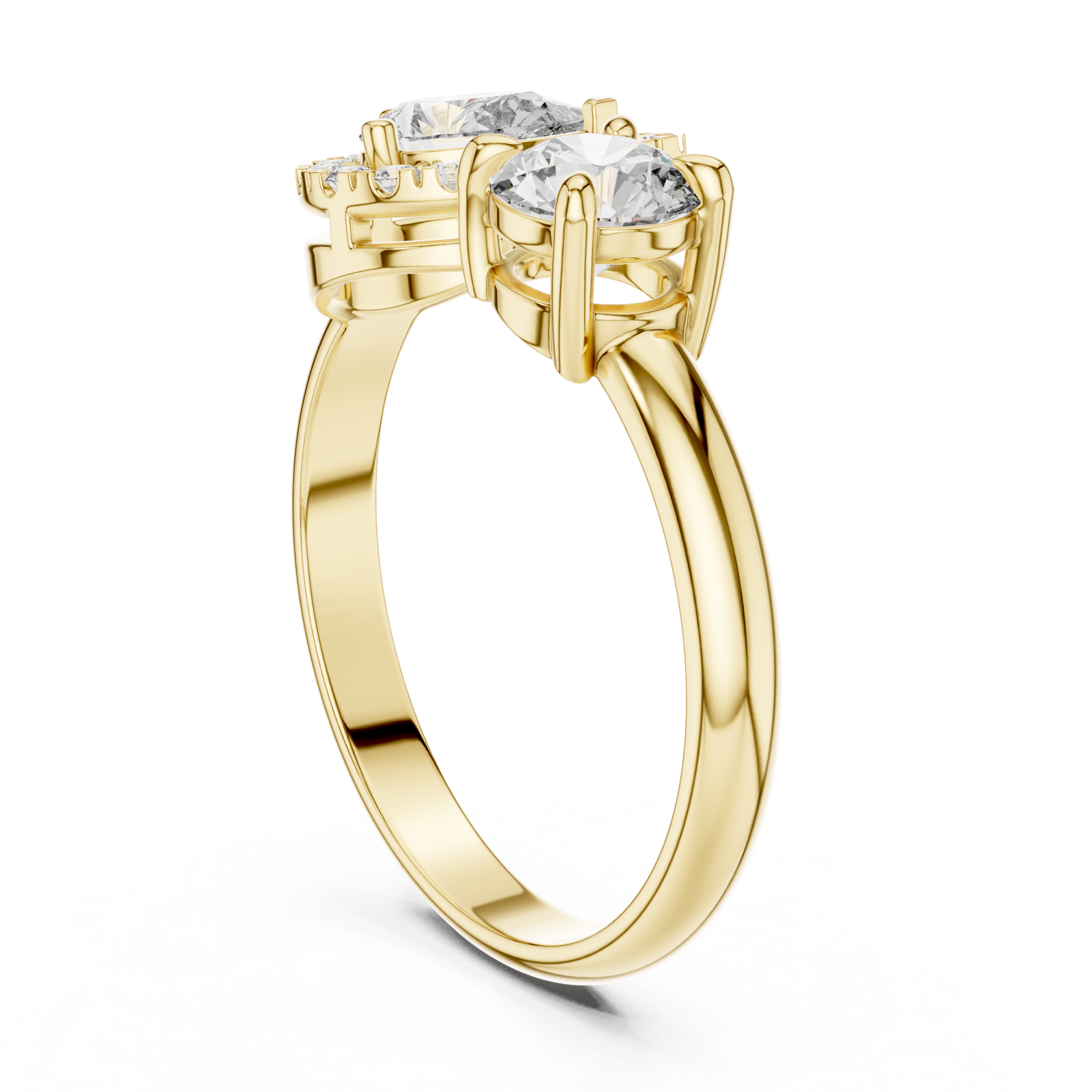  Gold Radiant Flow Twin Setting Statement Ring Left View