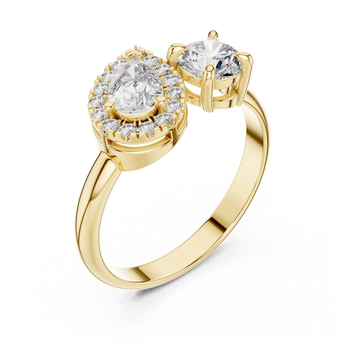 Gold Radiant Flow Twin Setting Statement Ring Right View