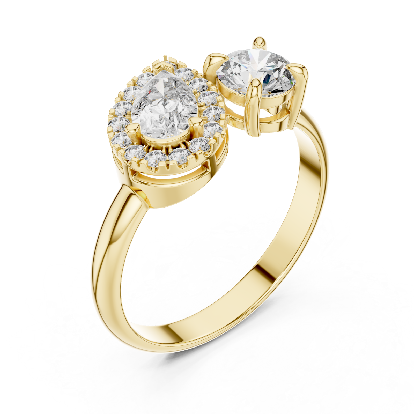 Gold Radiant Flow Twin Setting Statement Ring Right View