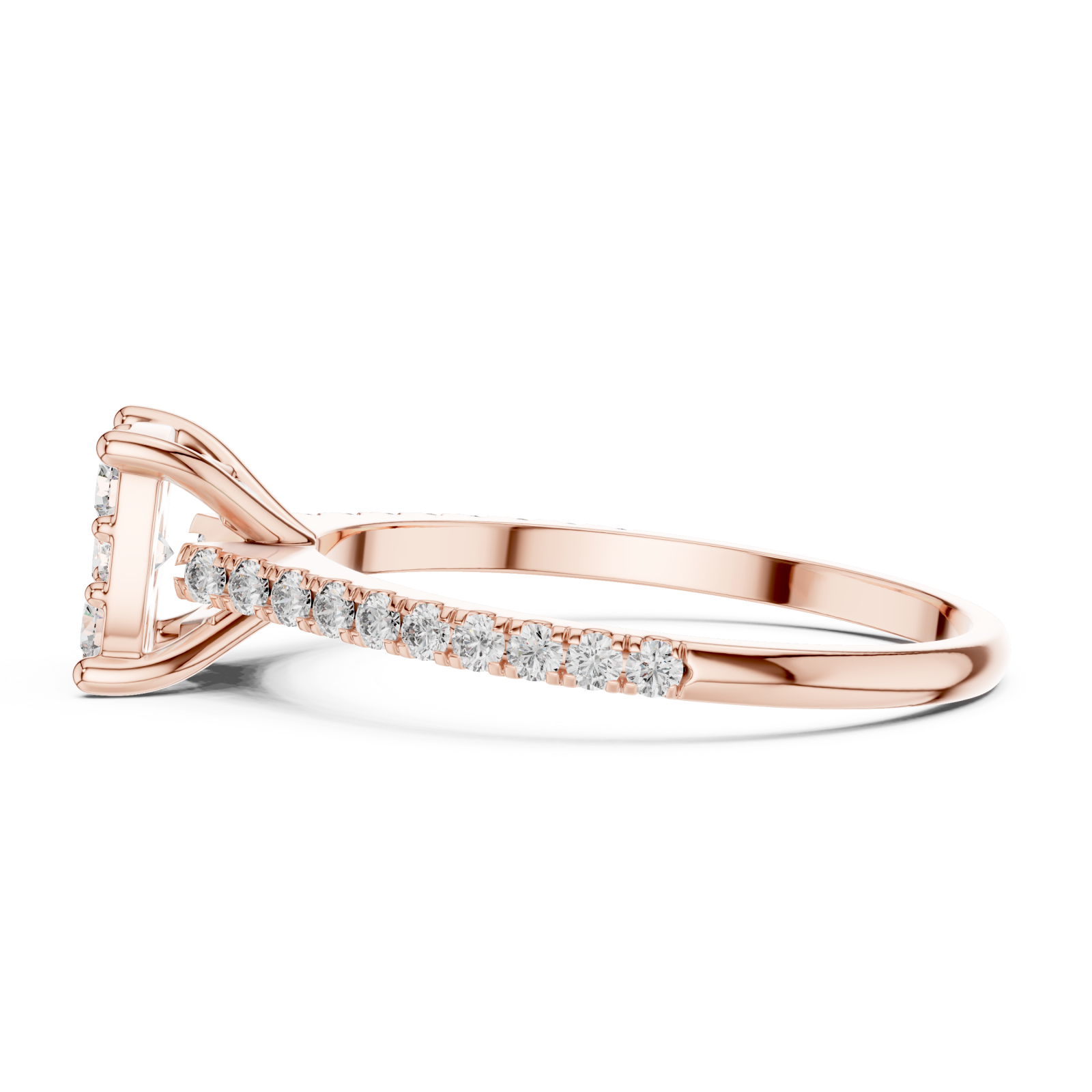  Rose Gold Infinite Whisper Solitaire Ring Side View