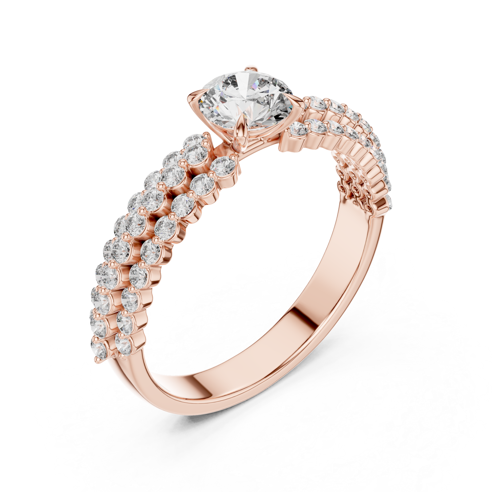  Rose Gold Graceful Pathway PavÃ© Band Ring Right View