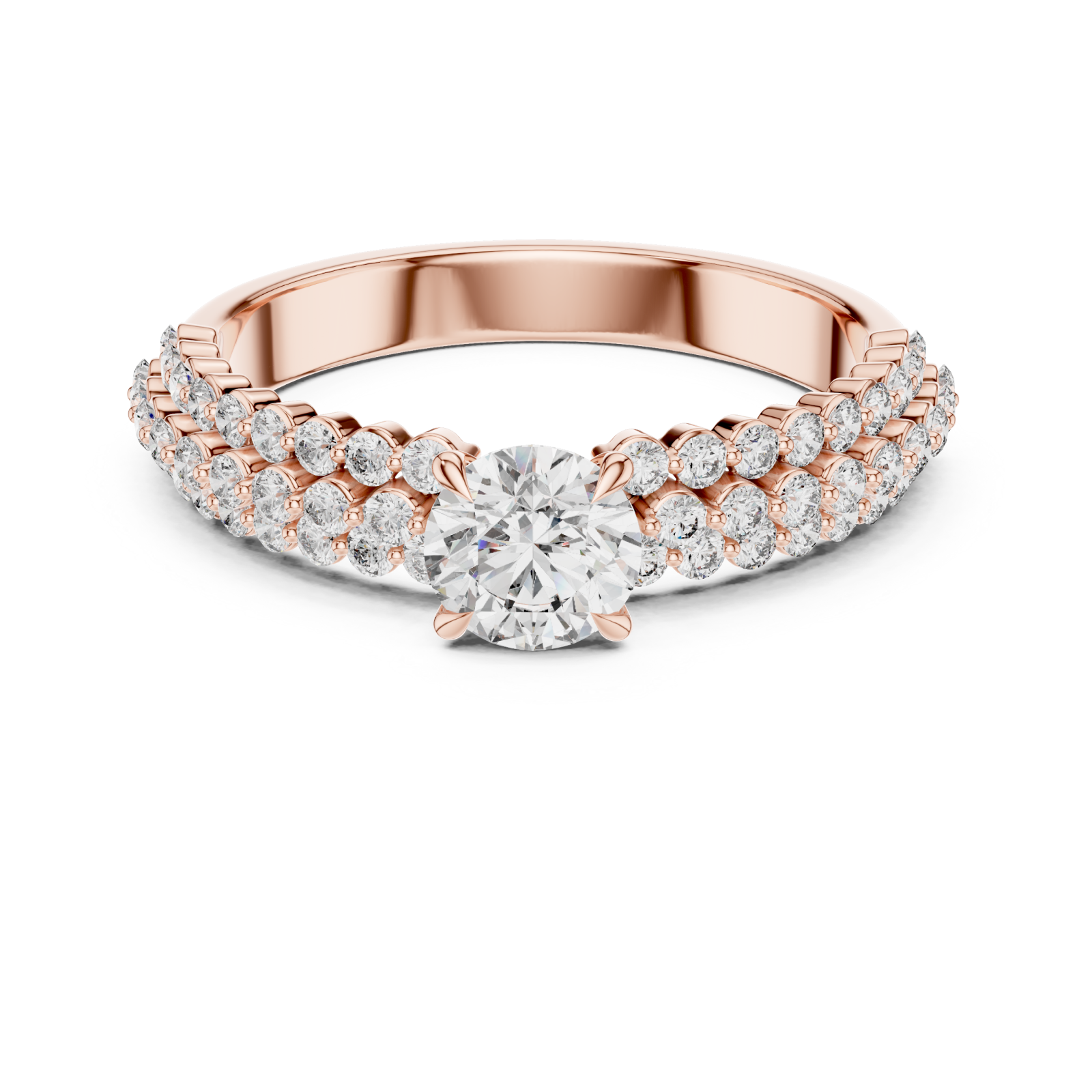  Rose Gold Graceful Pathway PavÃ© Band Ring Front View