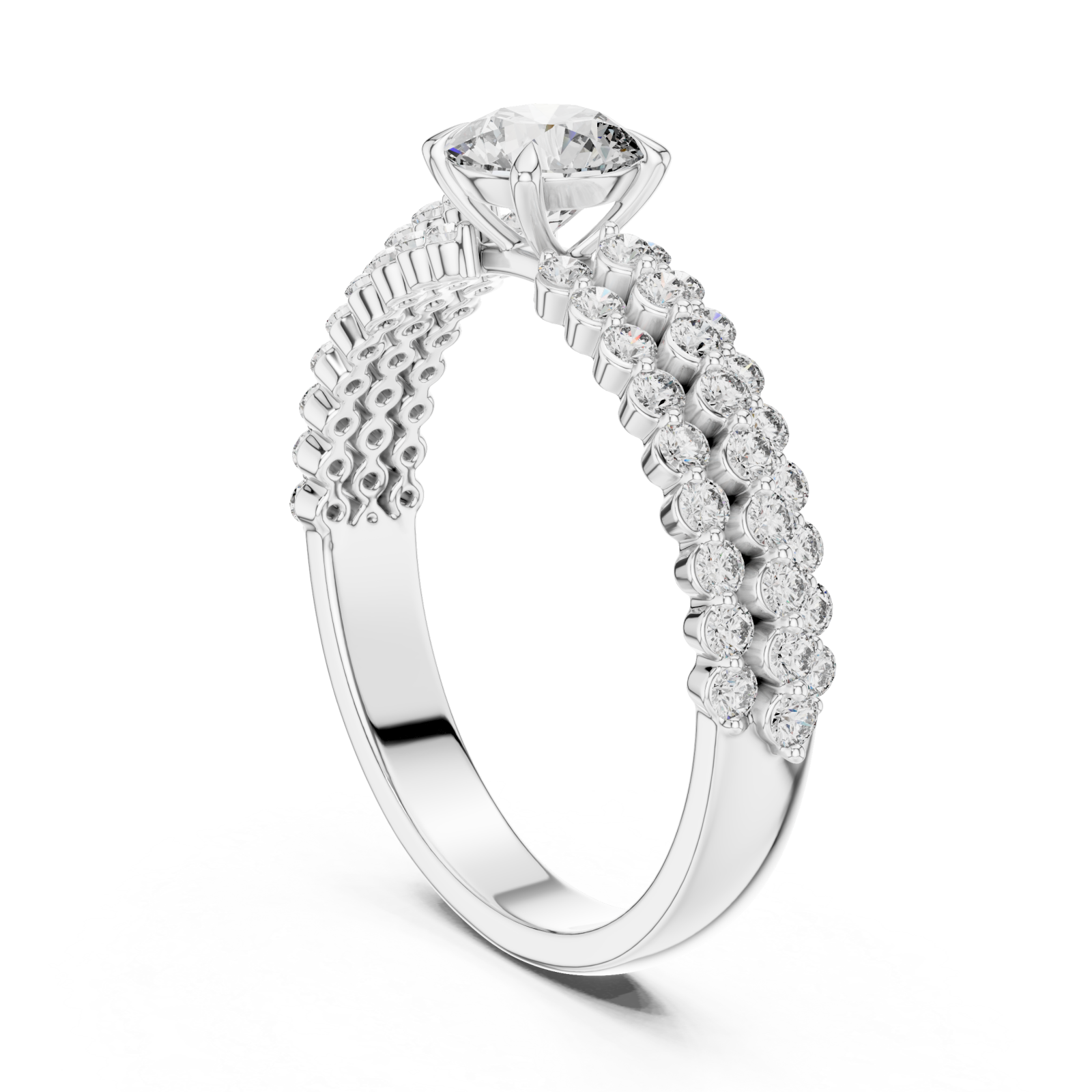  White Gold Graceful Pathway PavÃ© Band Ring Left View