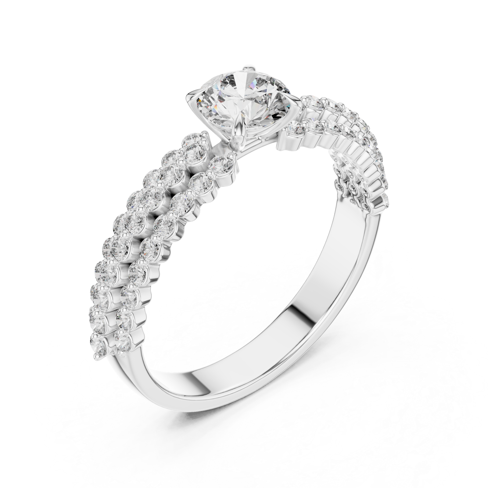  White Gold Graceful Pathway PavÃ© Band Ring Right View