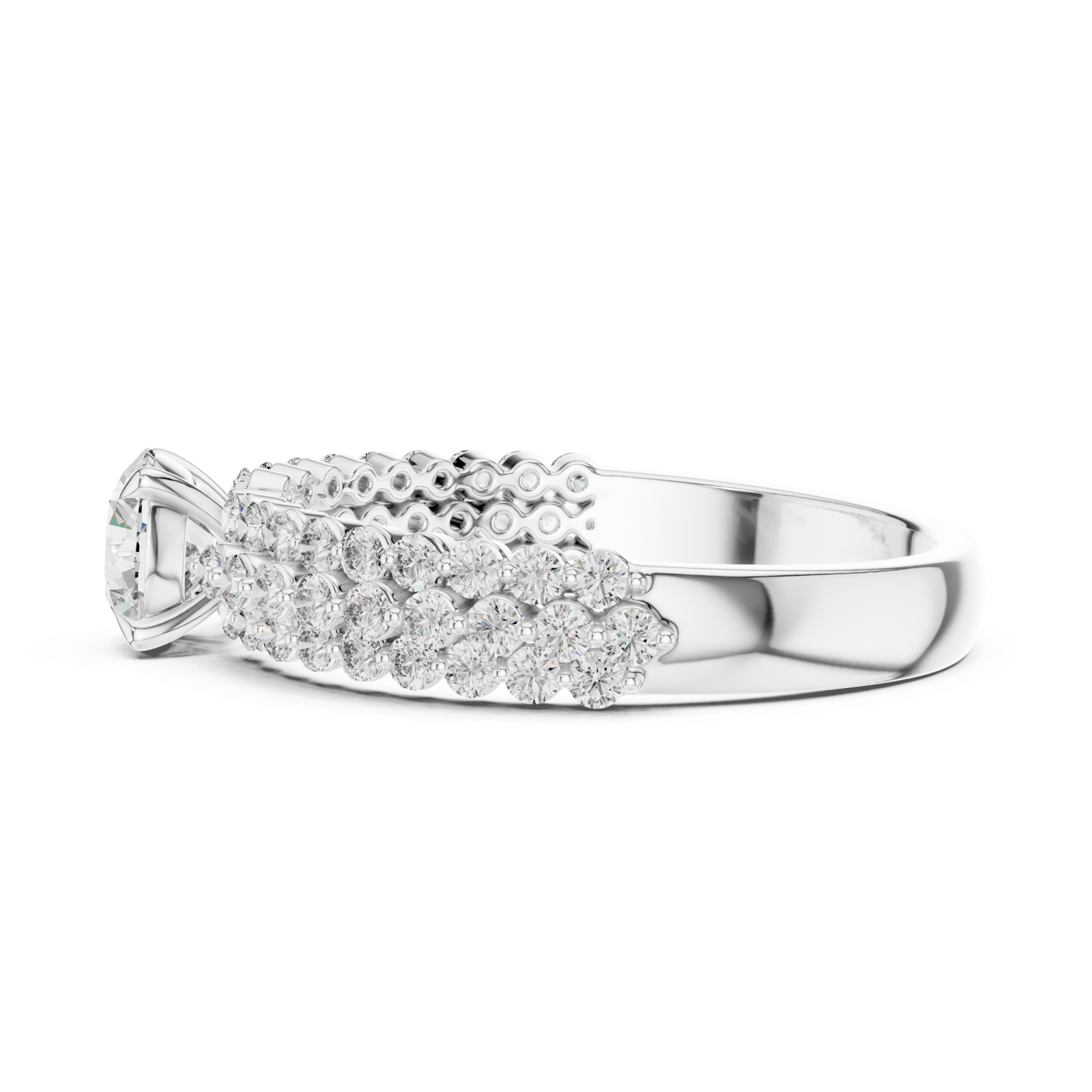  White Gold Graceful Pathway PavÃ© Band Ring Side View