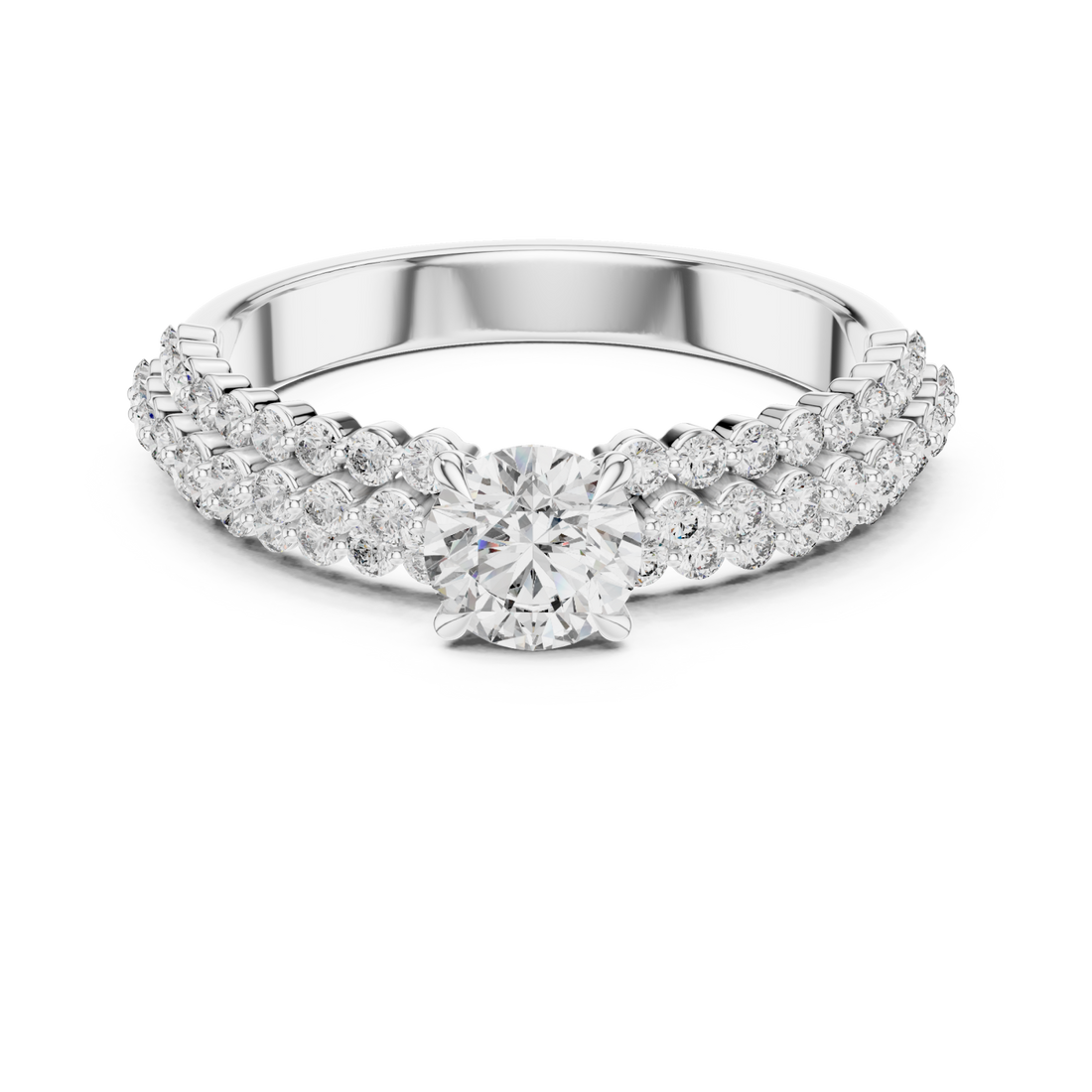  White Gold Graceful Pathway PavÃ© Band Ring Right View