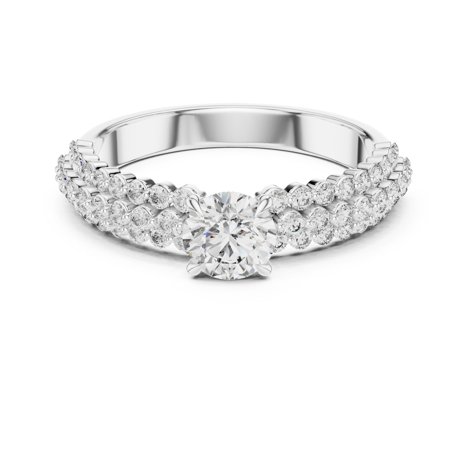  White Gold Graceful Pathway PavÃ© Band Ring Front View