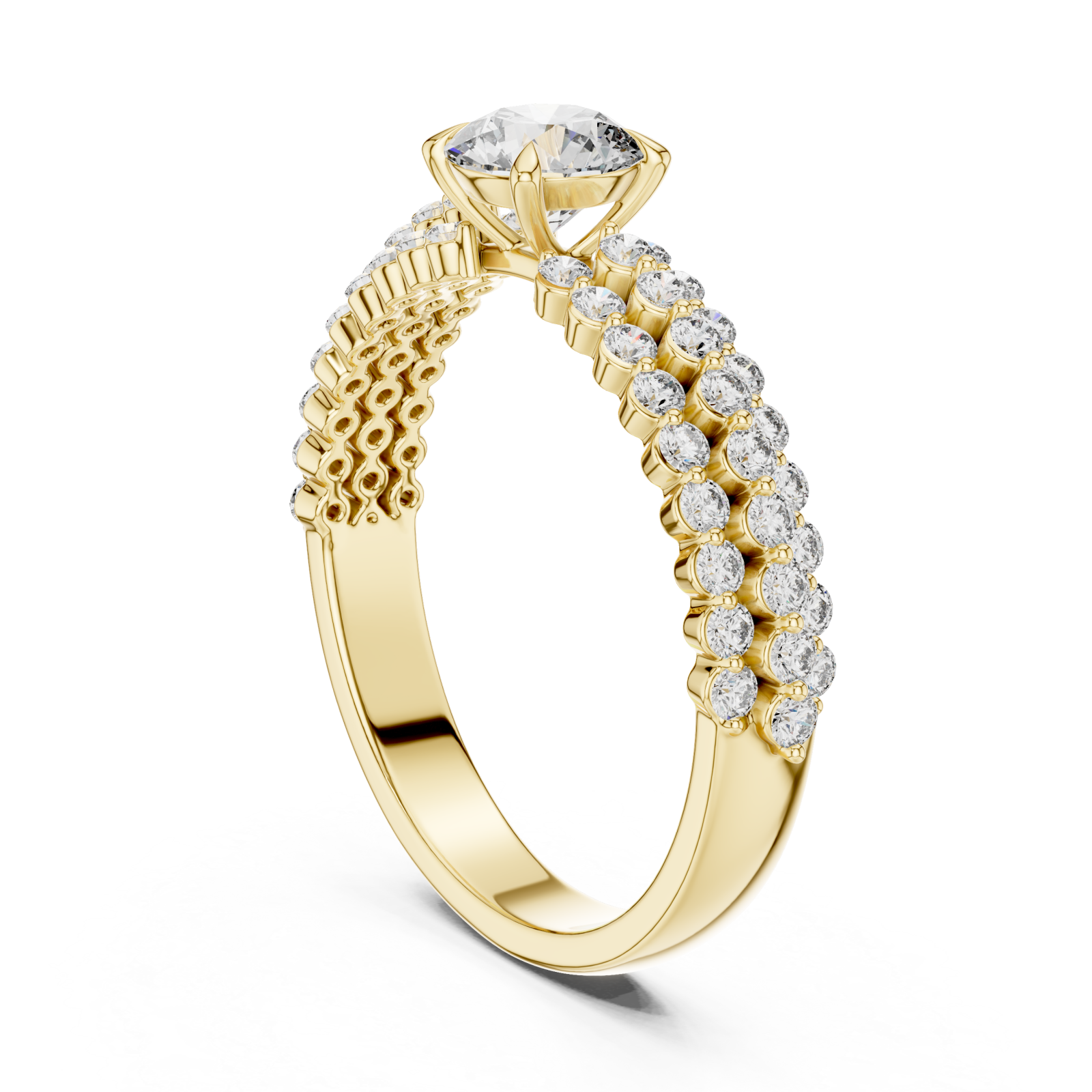  Gold Graceful Pathway PavÃ© Band Ring Left View