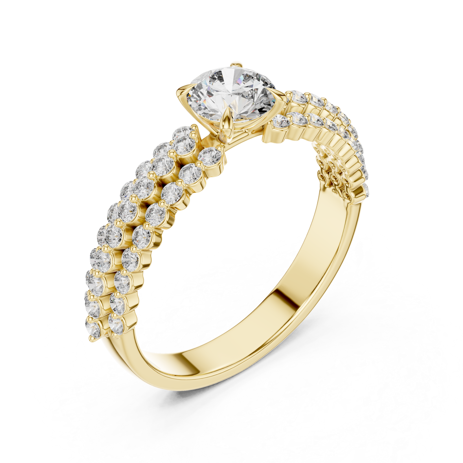 Gold Graceful Pathway PavÃ© Band Ring Right View