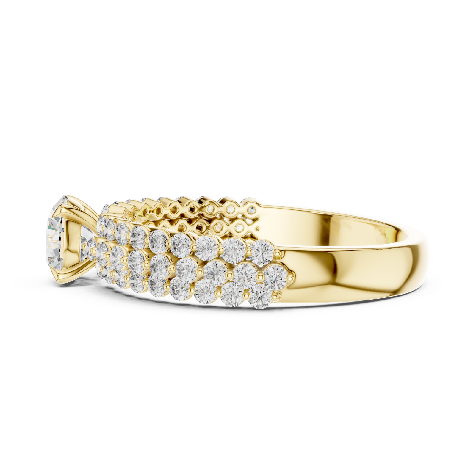  Gold Graceful Pathway PavÃ© Band Ring Side View