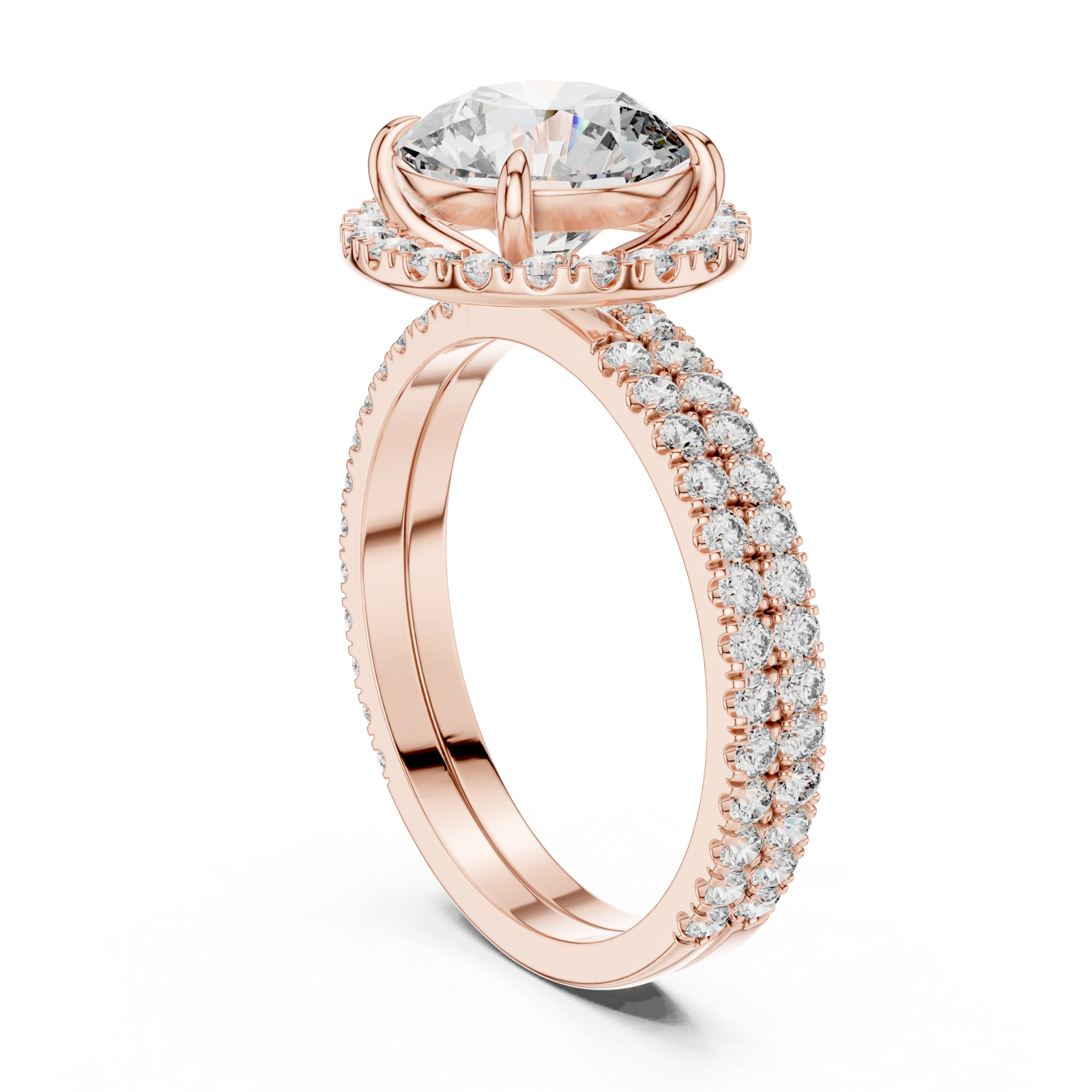  Rose Gold Radiant Embrace Solitaire Crown Engagement Ring Left View