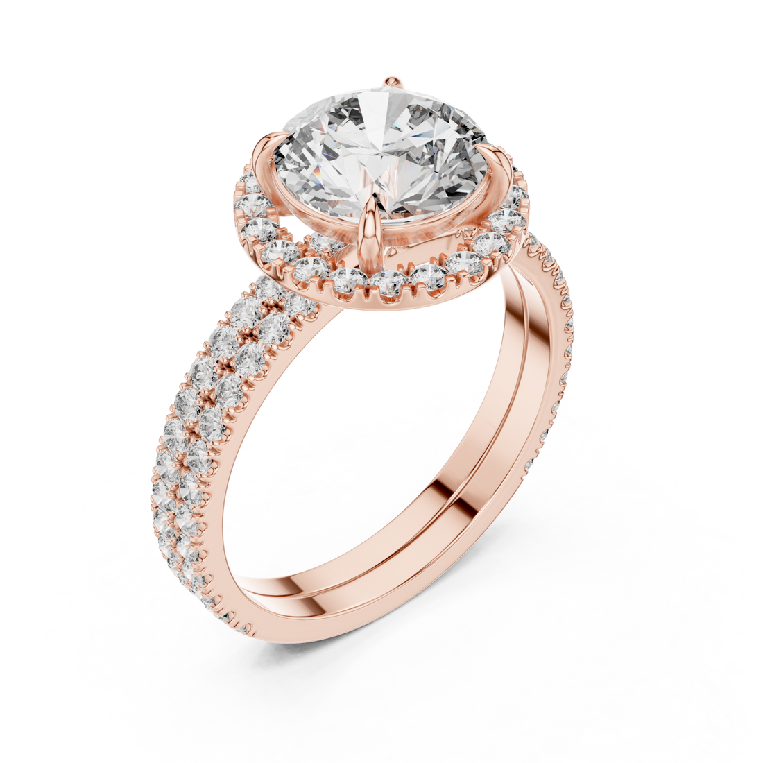  Rose Gold Radiant Embrace Solitaire Crown Engagement Ring Right View