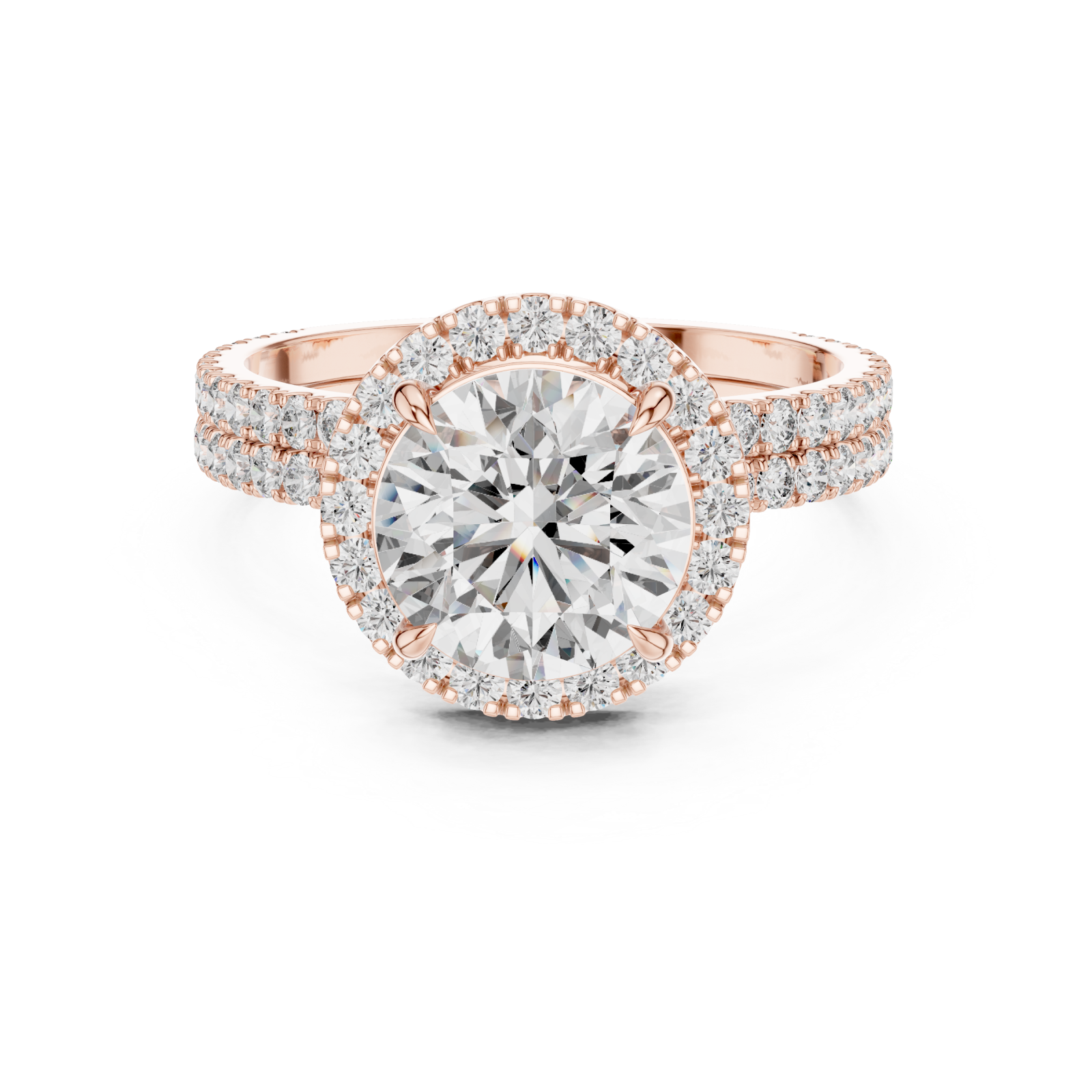  Rose Gold Radiant Embrace Solitaire Crown Engagement Ring Front View